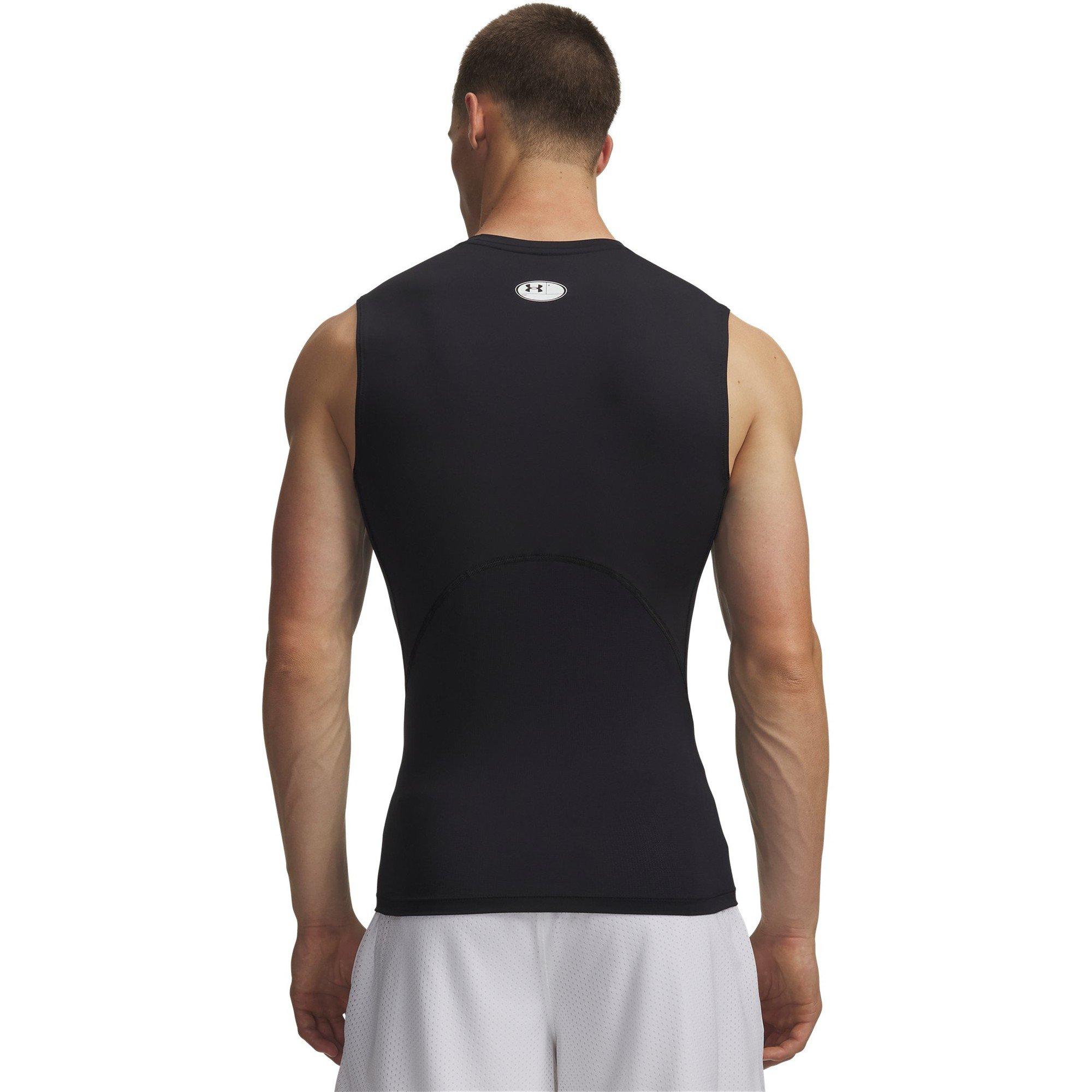 Black/White - Under Armour - Heat Gear Armour Mens Sleeveless Base Layer Tops - 4