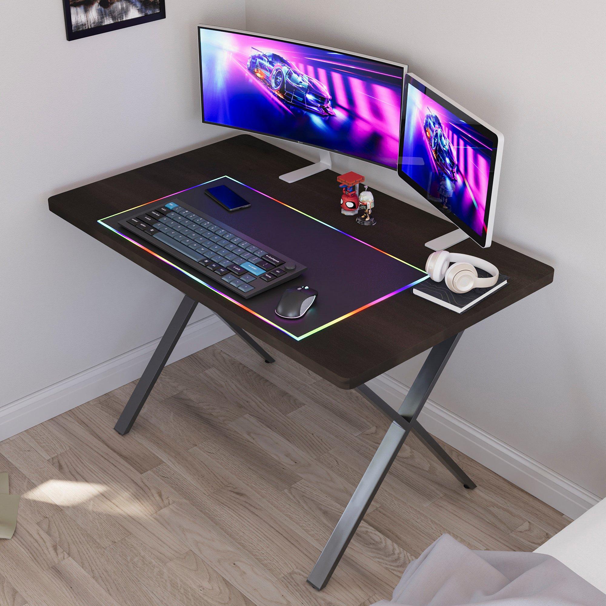 Walnut - Lassic - Vida Designs Gaming Desk With X Shape Legs - 3
