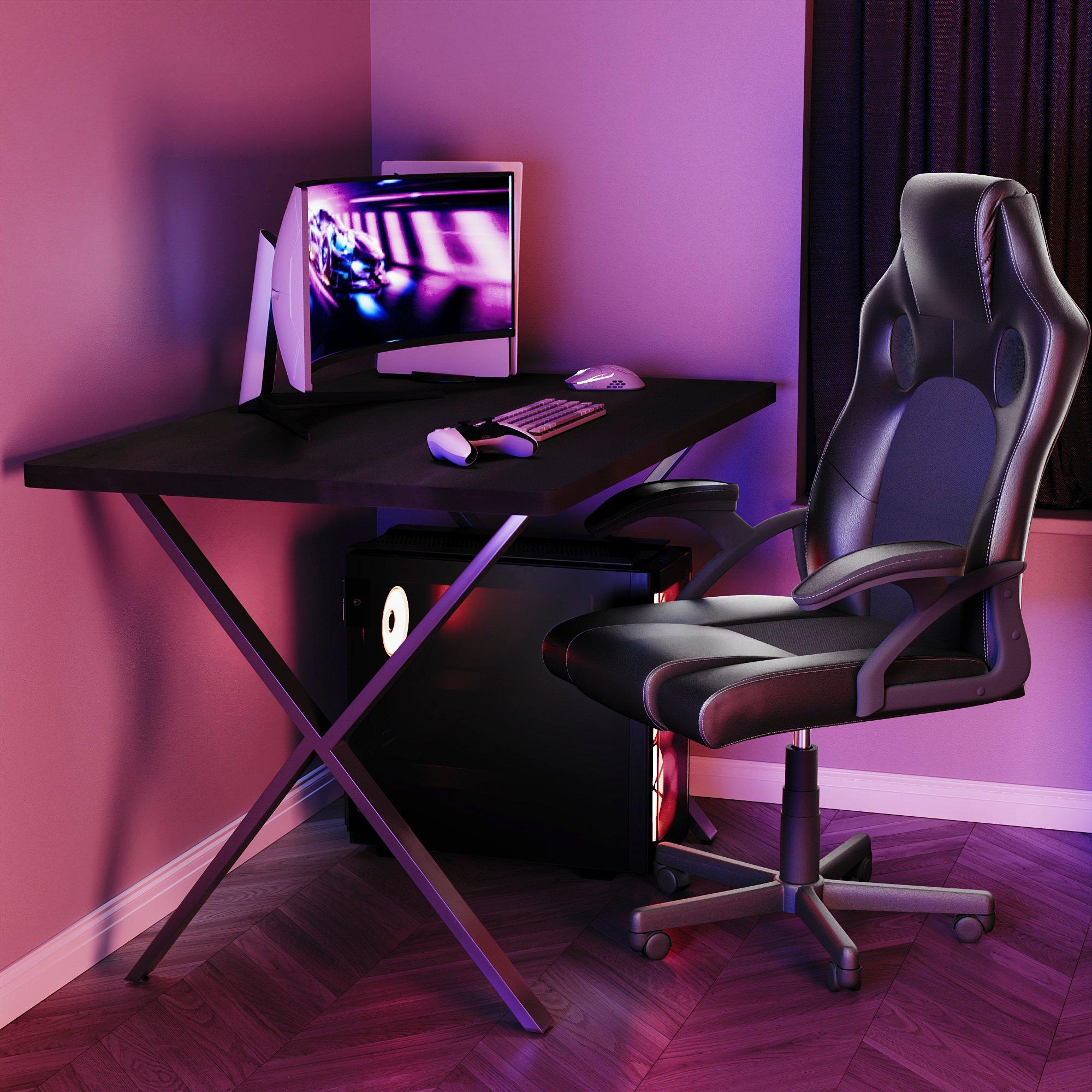 Walnut - Lassic - Vida Designs Gaming Desk With X Shape Legs - 5