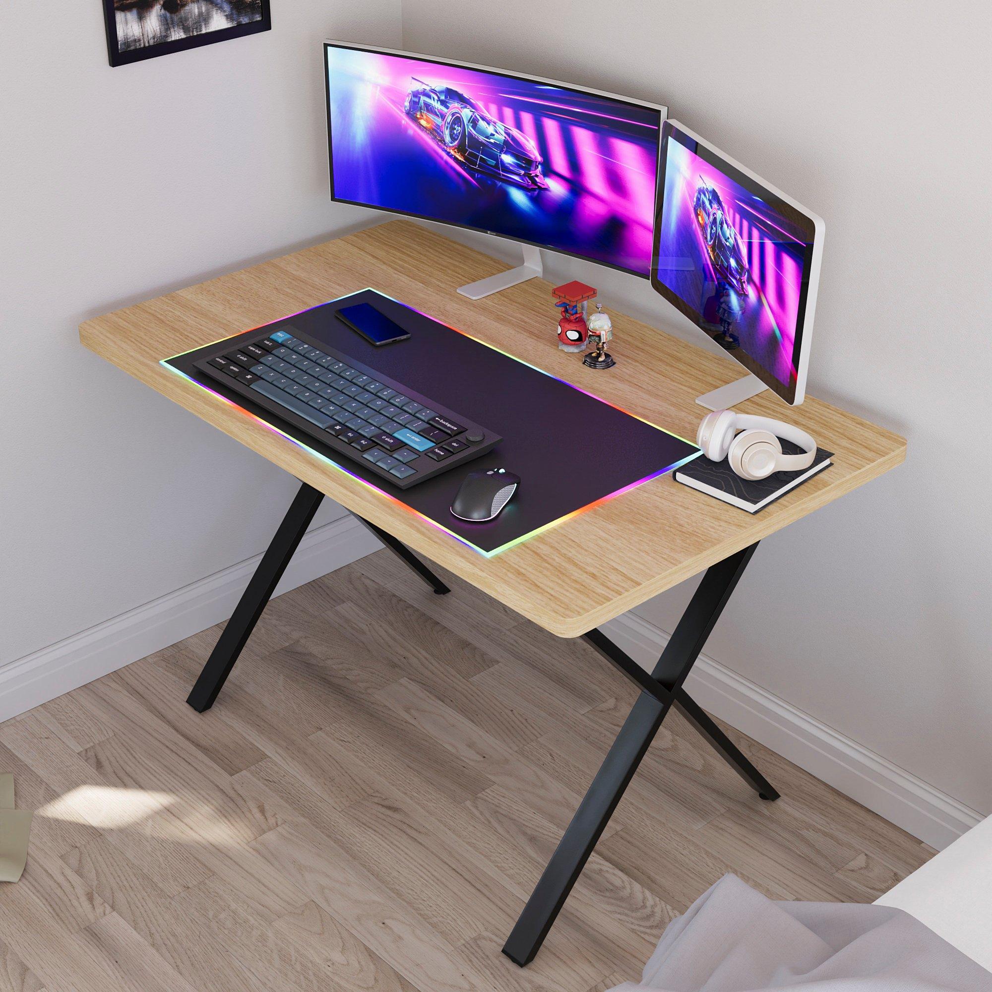 Oak - Lassic - Vida Designs Gaming Desk With X Shape Legs - 3