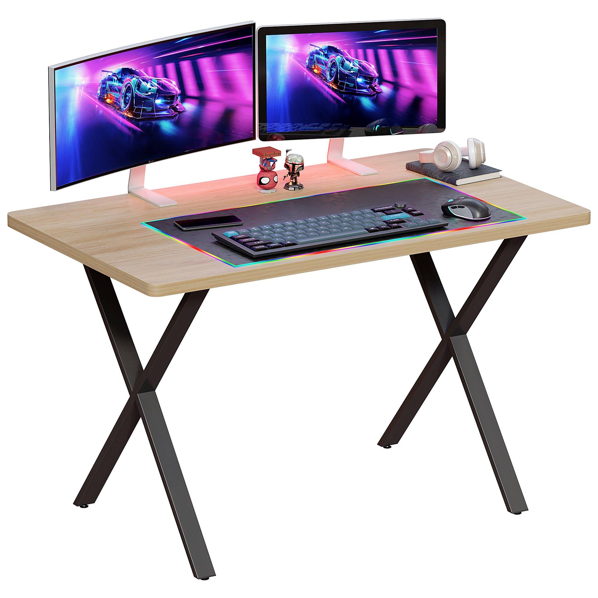 Oak - Lassic - Vida Designs Gaming Desk With X Shape Legs - 7