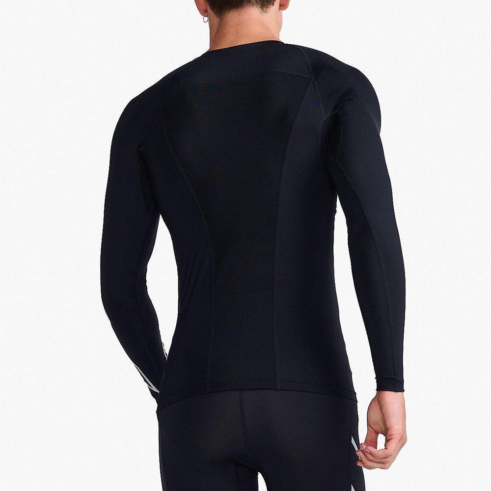 Black/Silver - 2XU - Core Compression Mens Base Layer Long Sleeve Top - 2