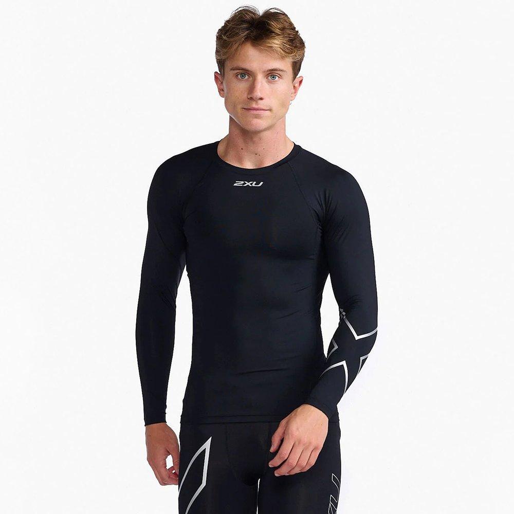 Black/Silver - 2XU - Core Compression Mens Base Layer Long Sleeve Top - 6
