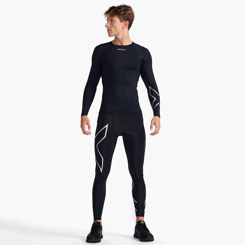 Black/Silver - 2XU - Core Compression Mens Base Layer Long Sleeve Top - 7