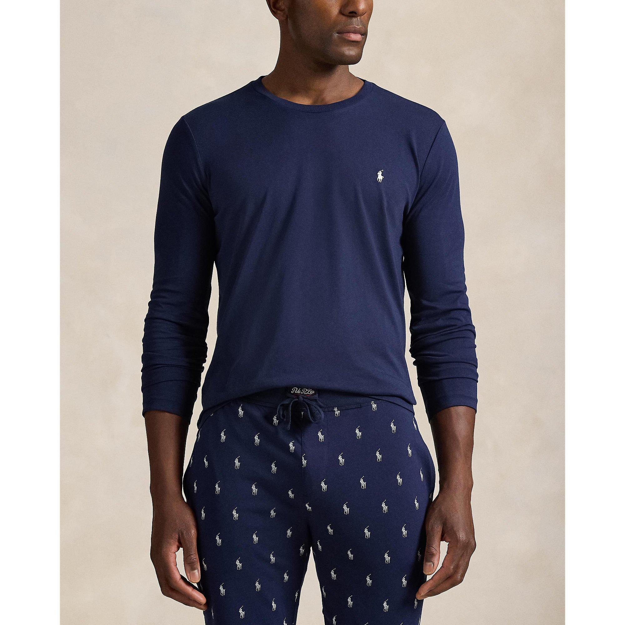 Navy/White - Polo Ralph Lauren - Long Sleeve Crew Neck T-Shirt - 3