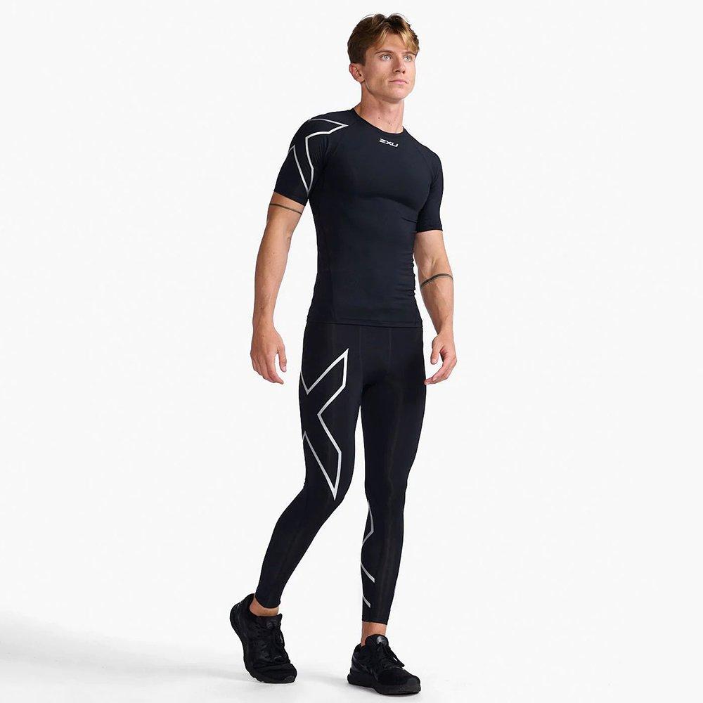Black/Silver - 2XU - Core Compression Mens Base Layer Short Sleeve Top - 7