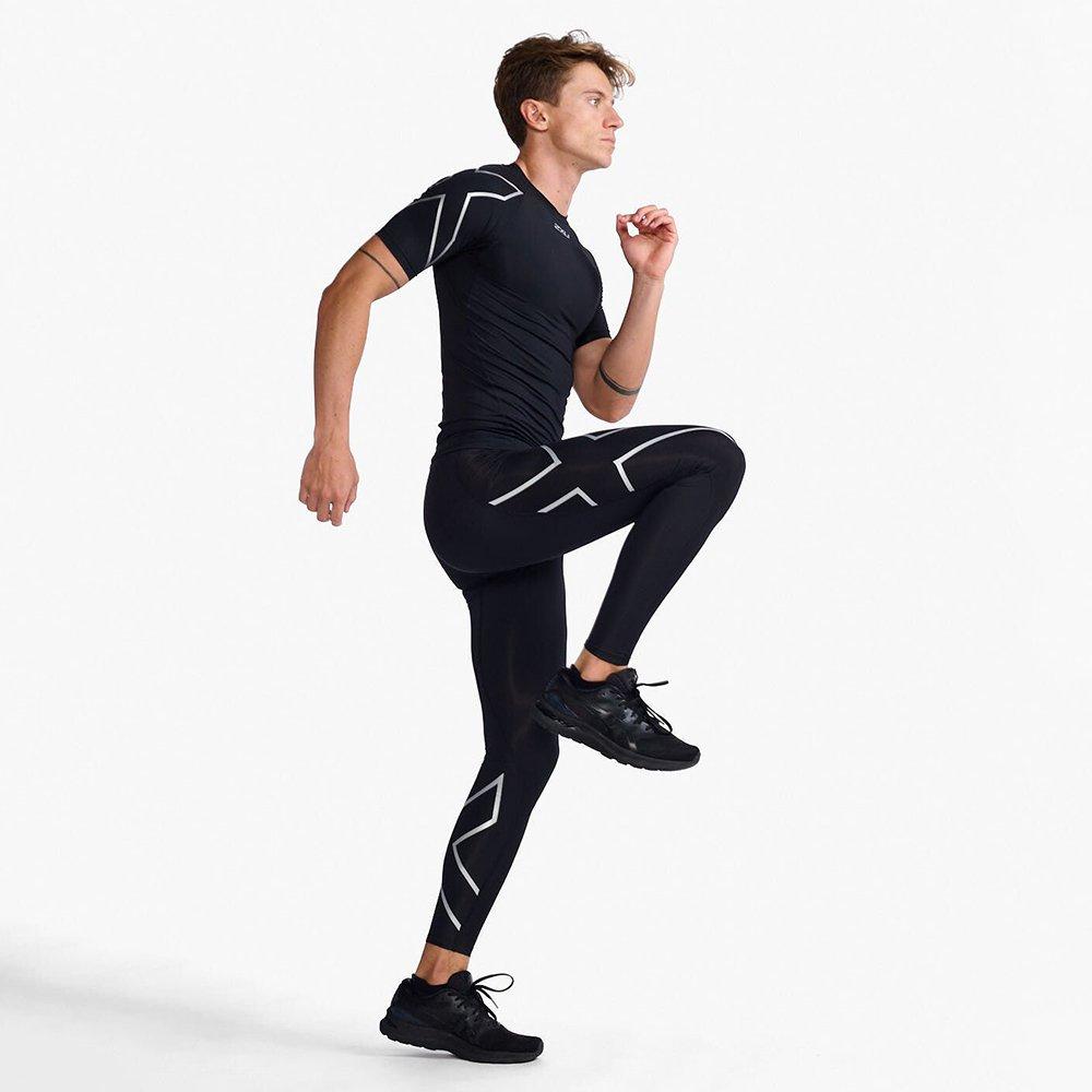 Black/Silver - 2XU - Core Compression Mens Base Layer Short Sleeve Top - 8