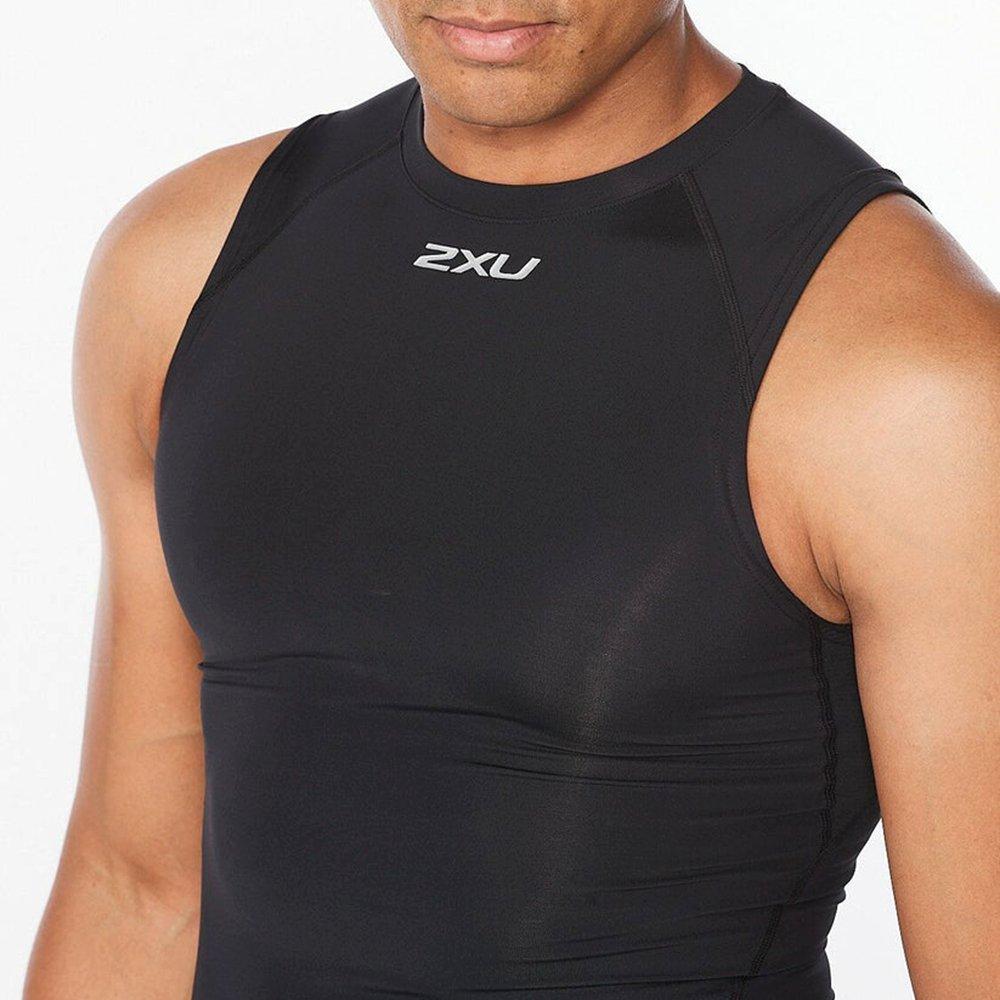 Black/Silver - 2XU - Core Compression Mens Base Layer Sleeveless Top - 4
