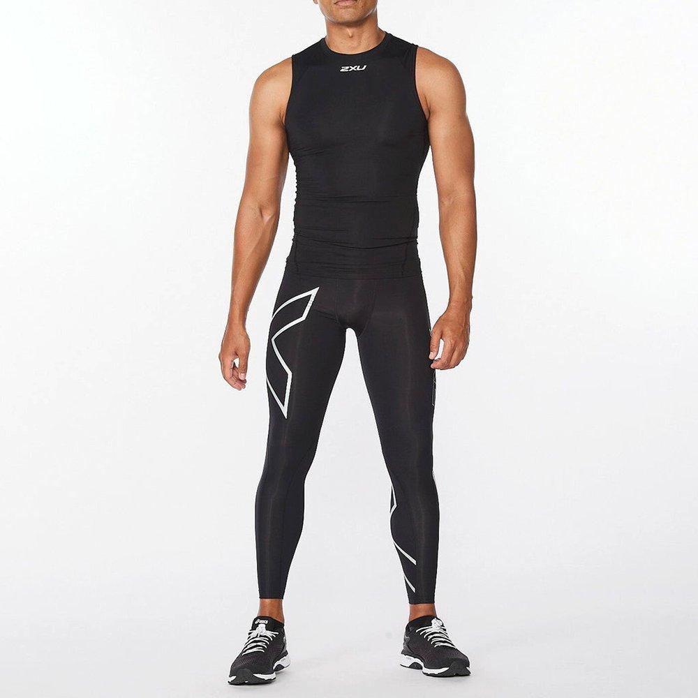 Black/Silver - 2XU - Core Compression Mens Base Layer Sleeveless Top - 5