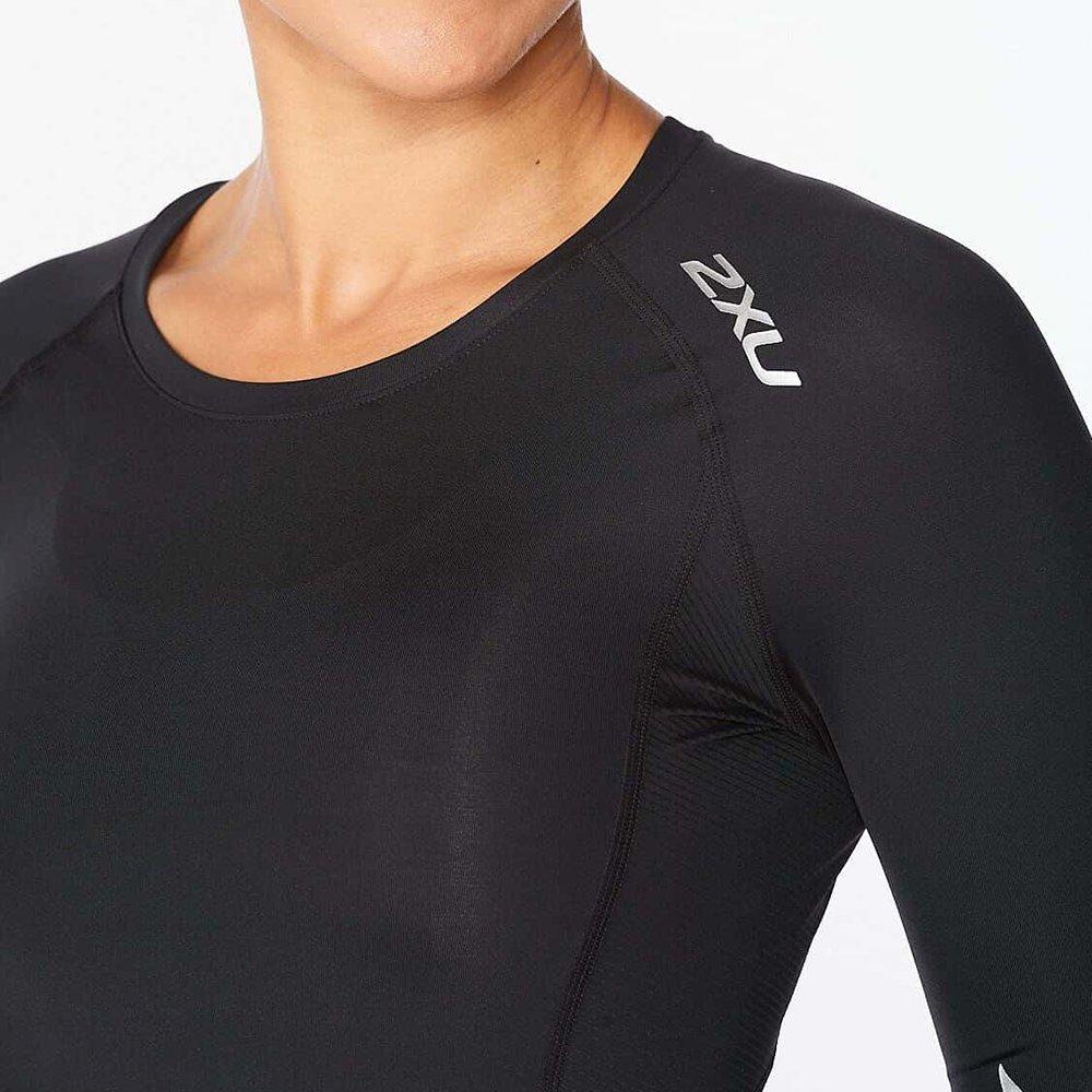 Black/Silver - 2XU - Core Compression Womens Base Layer Long Sleeve Top - 3