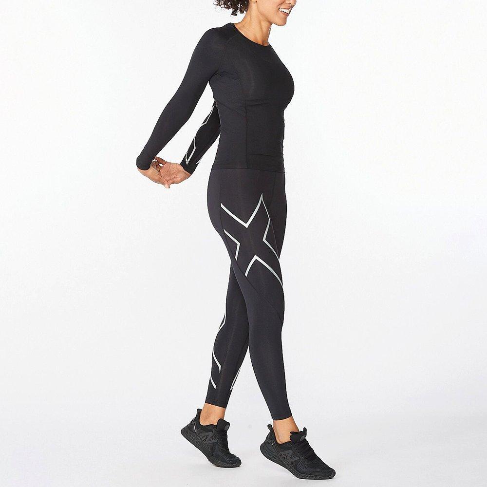 Black/Silver - 2XU - Core Compression Womens Base Layer Long Sleeve Top - 5