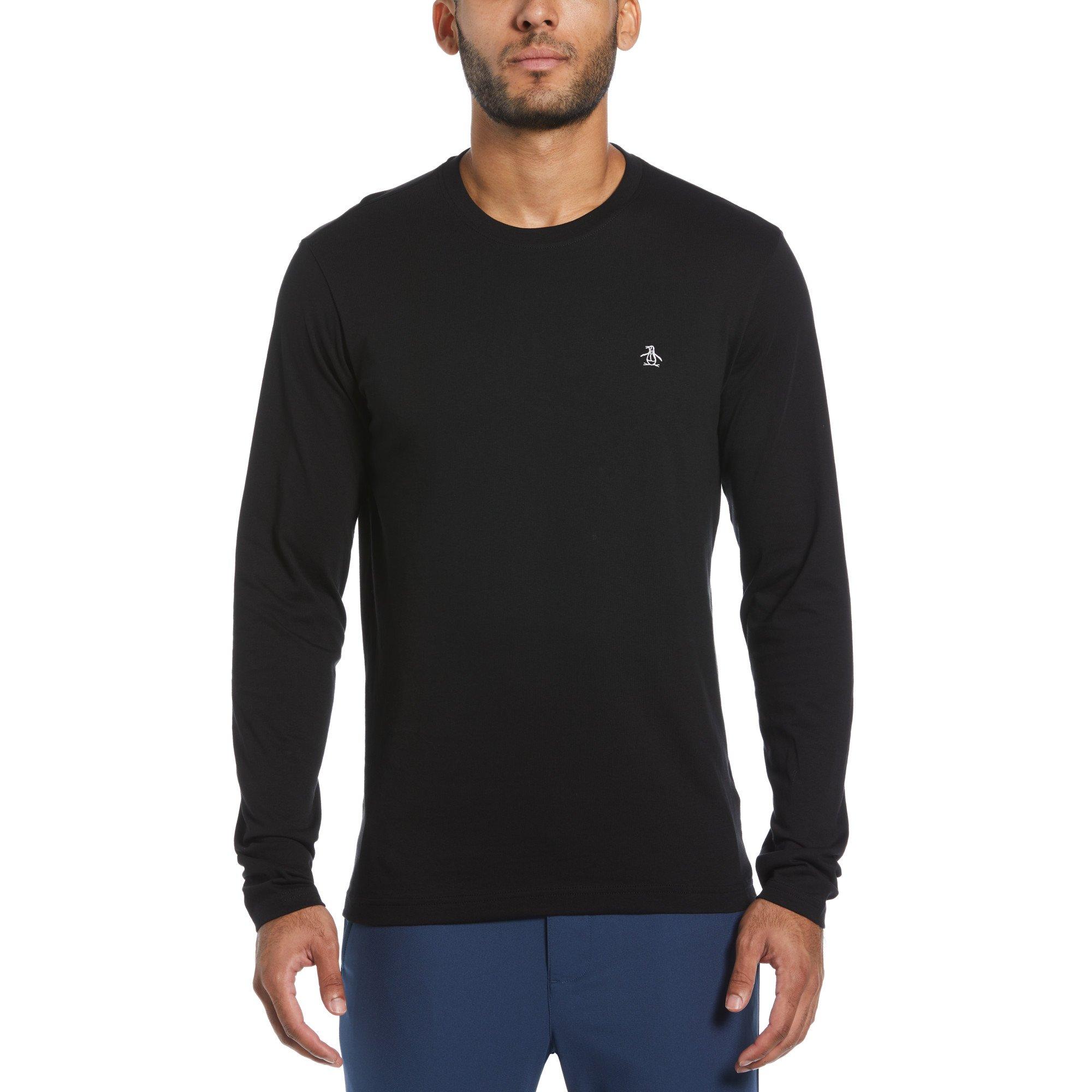 Original Penguin Men's Original Long Sleeve Crew T Shirt - True Black - X Small