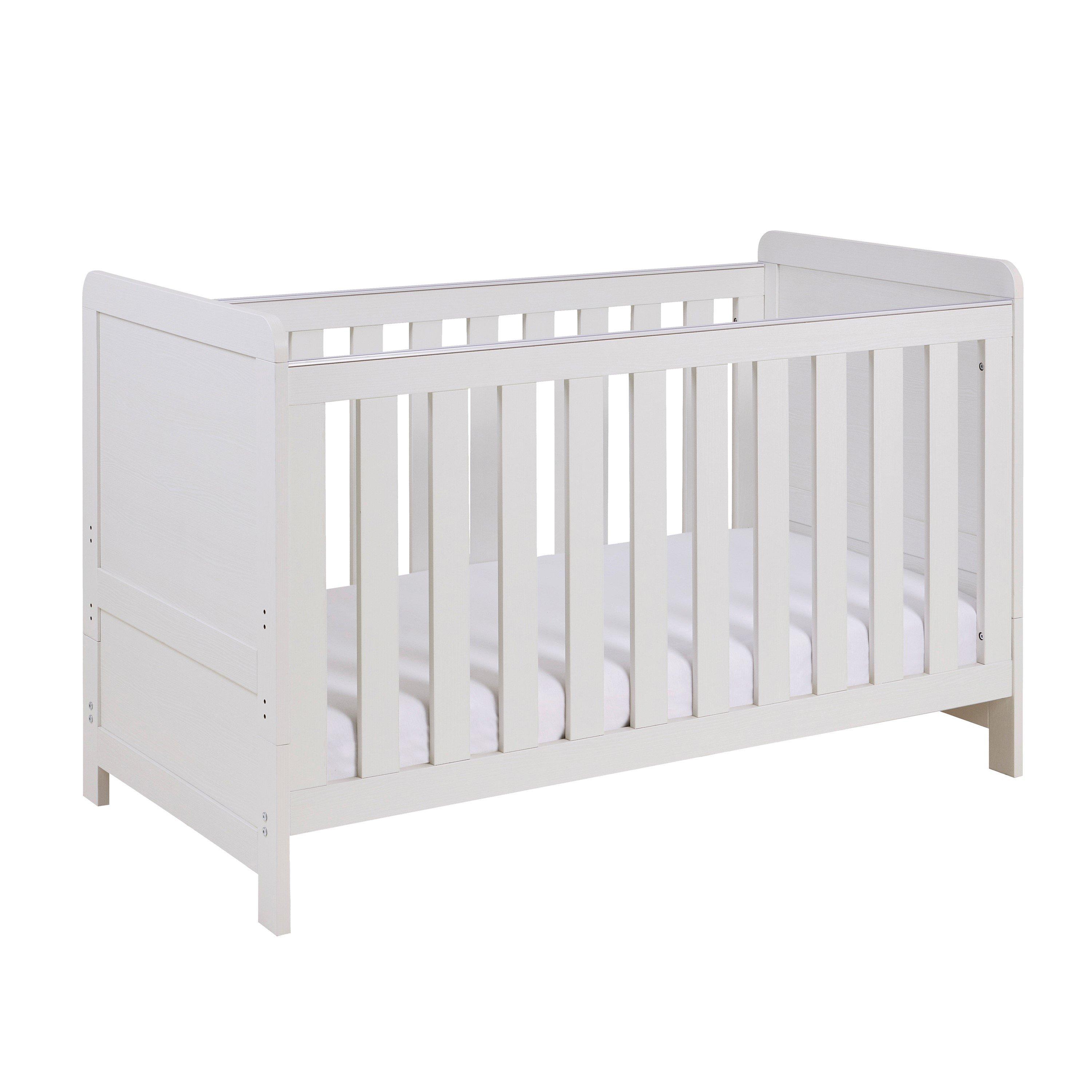 Babymore  Newborn Caro Cot Bed - White Wash - 145x76x84
