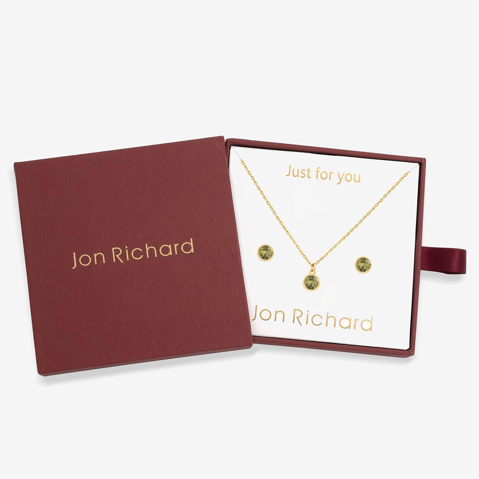 Gold - Jon Richard - 14Ct Gold Plated Birthstone Bezel Set - August - 1