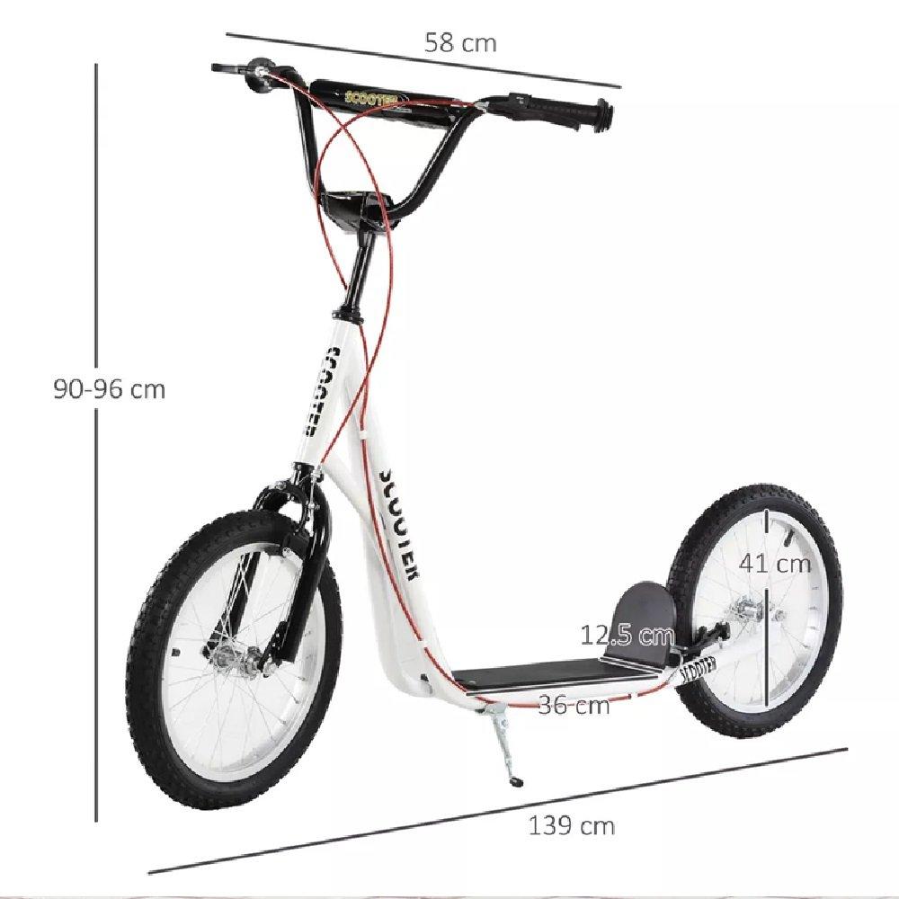 White - HOMCOM - Kids Adjustable Height Kick Scooters Dual Brakes - 3