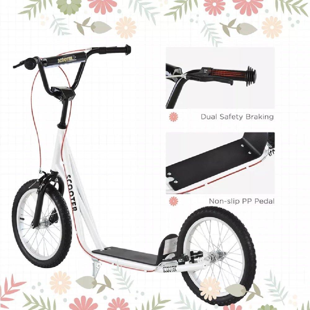 White - HOMCOM - Kids Adjustable Height Kick Scooters Dual Brakes - 5