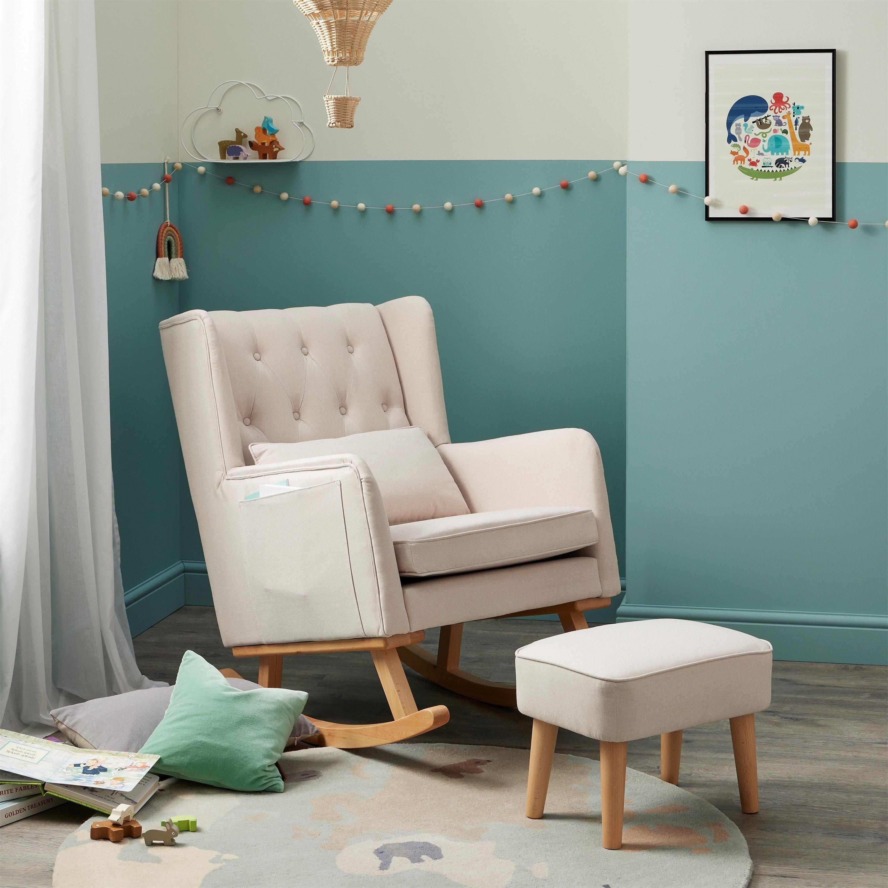 Cream - Babymore - Lux Nursing Chair with Stool - Cream - 2