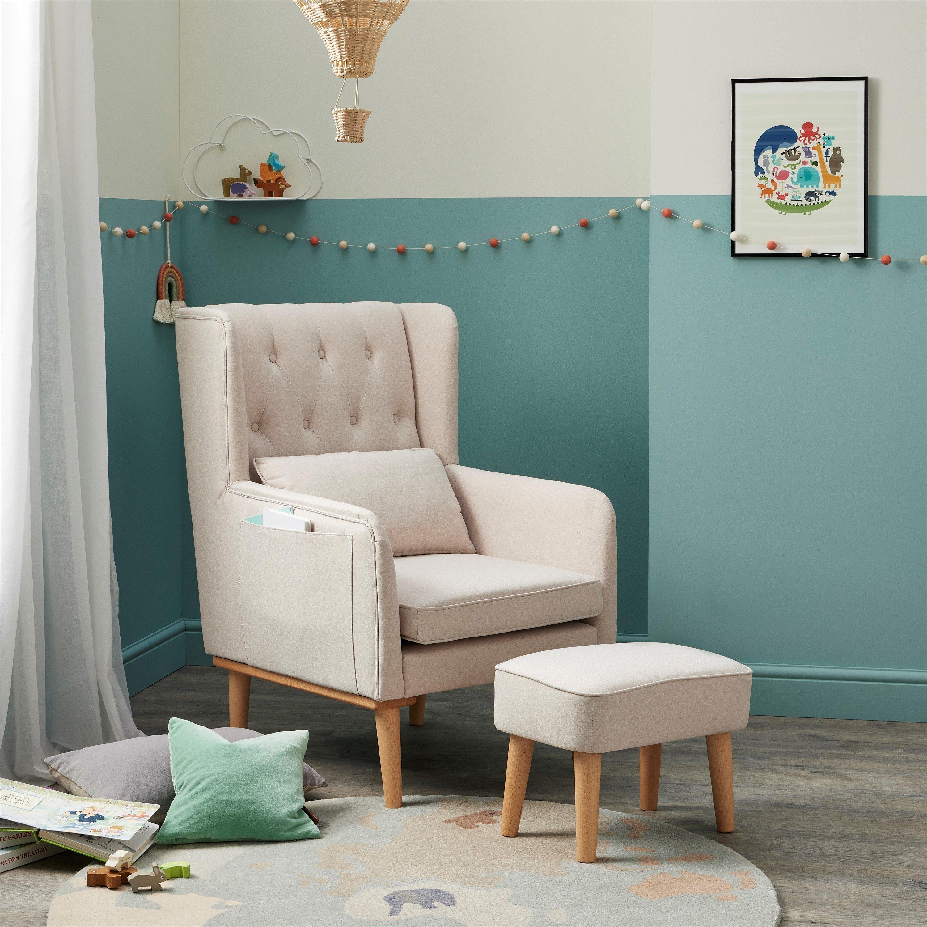 Cream - Babymore - Lux Nursing Chair with Stool - Cream - 3