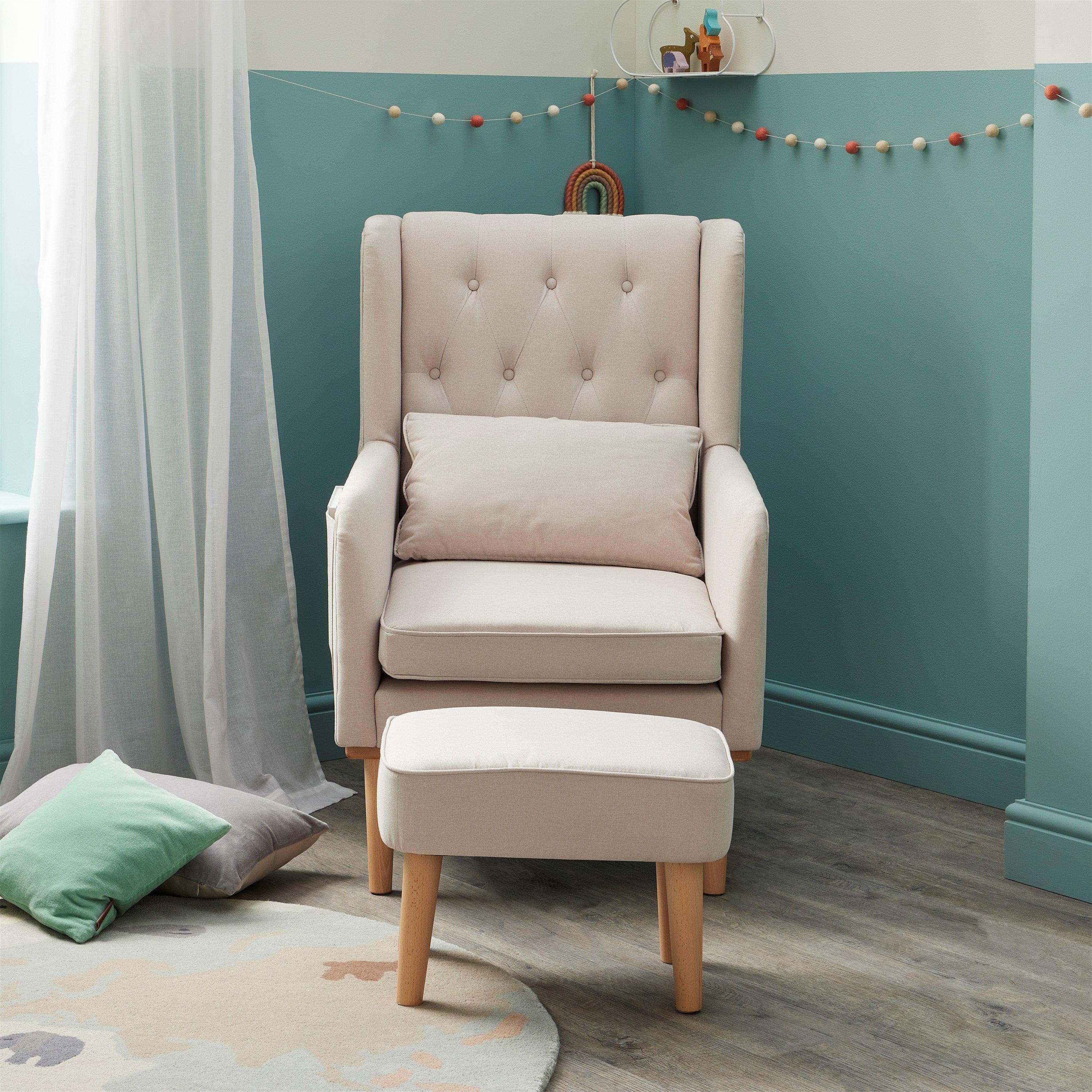 Cream - Babymore - Lux Nursing Chair with Stool - Cream - 4