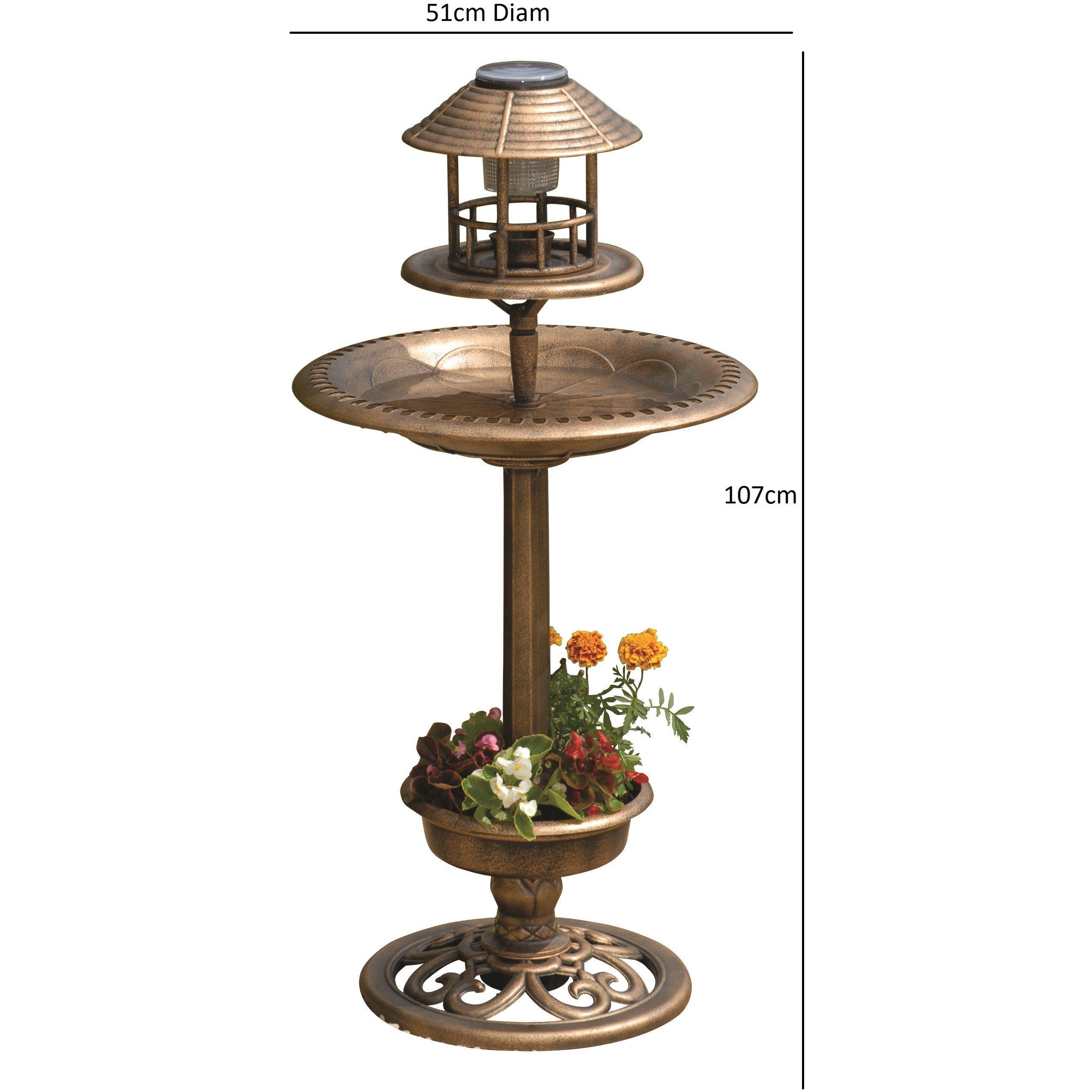 Bronze - Greenhurst - Solar Bird Bath and Planter - 3