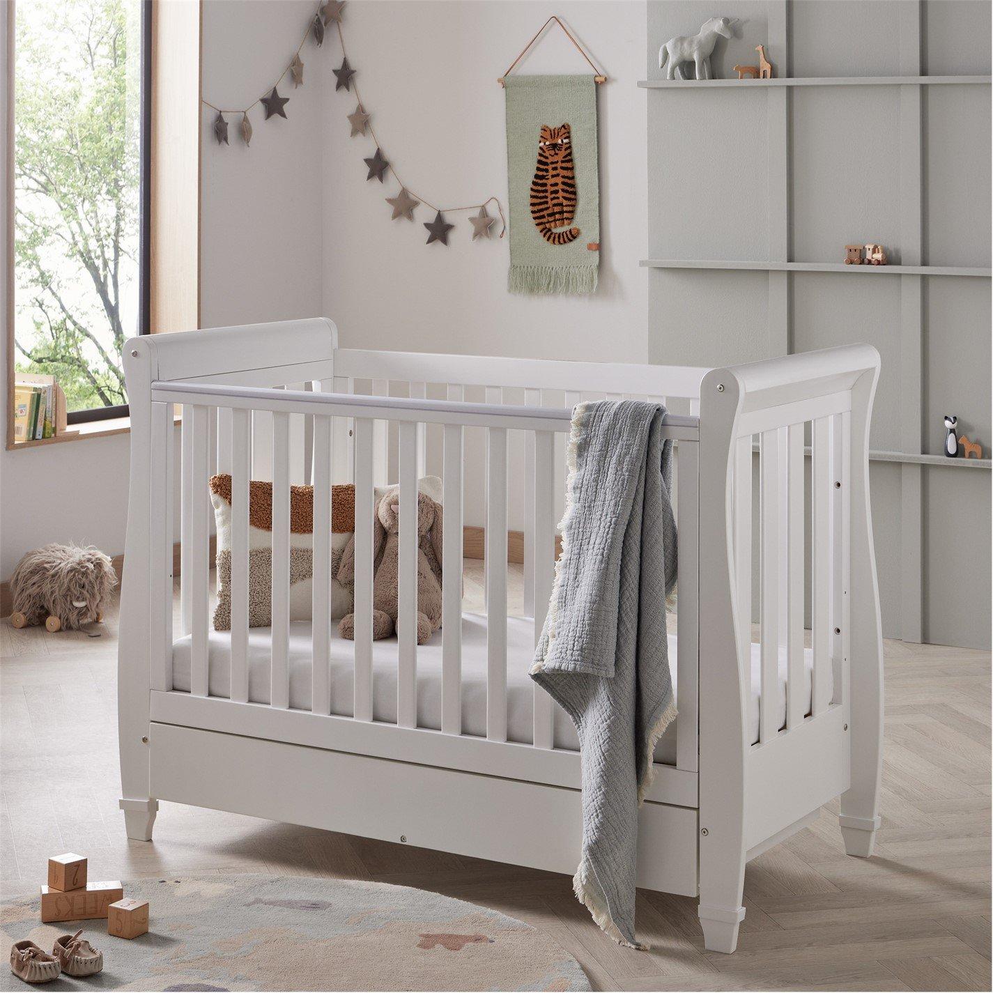 White - Babymore - Babymore Eva Sleigh Dropside Cot Bed - White - 2