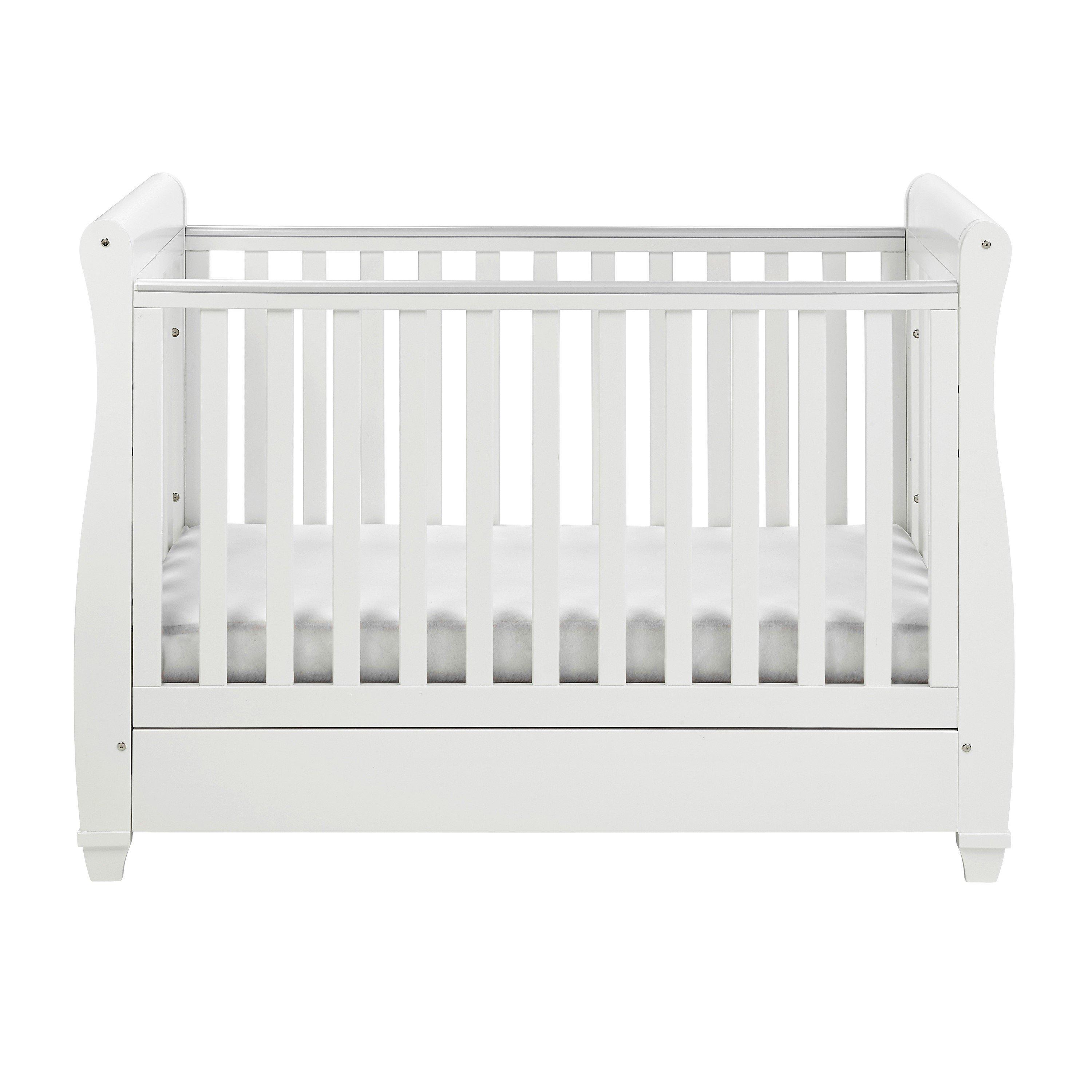 White - Babymore - Babymore Eva Sleigh Dropside Cot Bed - White - 3