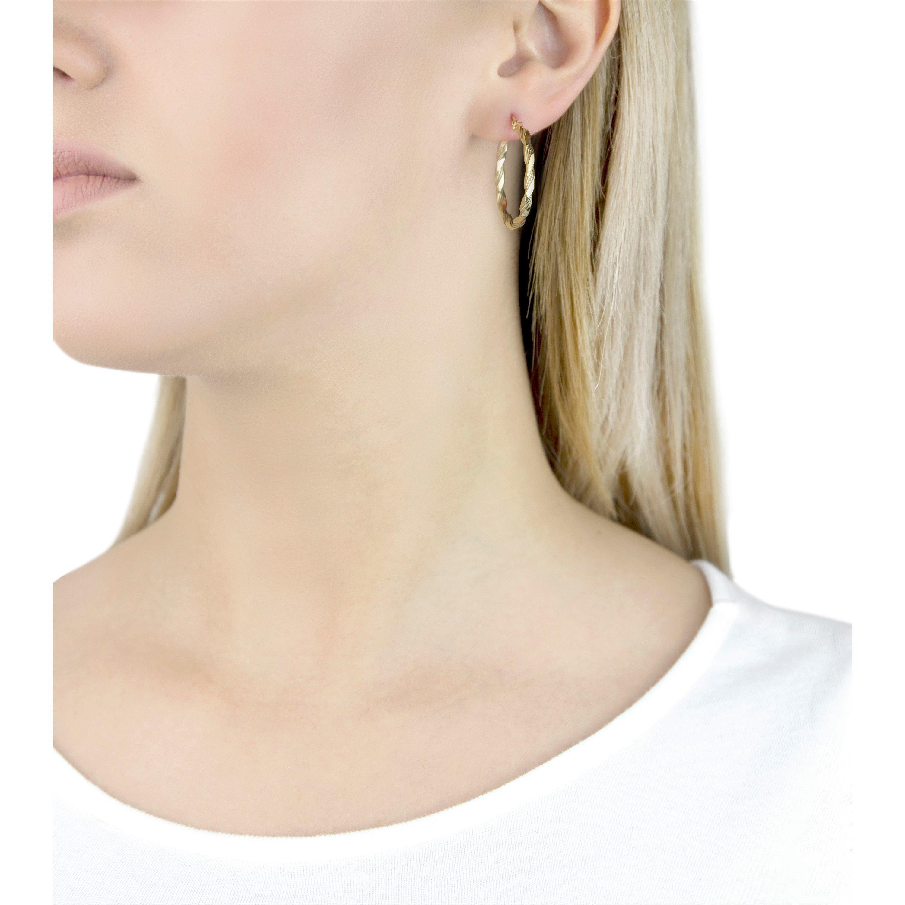 Yellow Gold - Be You - 9ct Gold Twist Hoop Earrings - 4