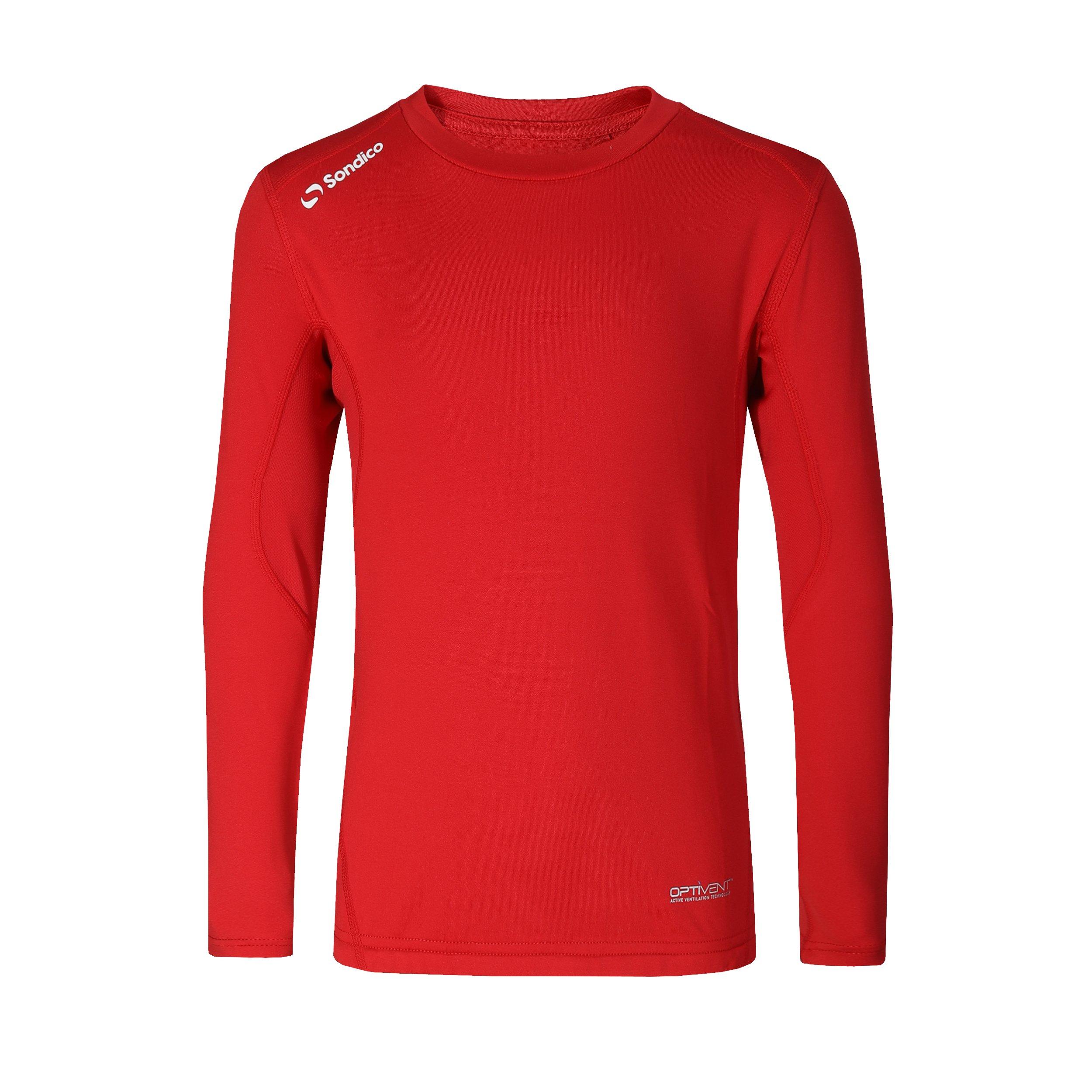 Sondico Boys Long Sleeved Core Base Layer Junior - Red - 11-12 Yrs