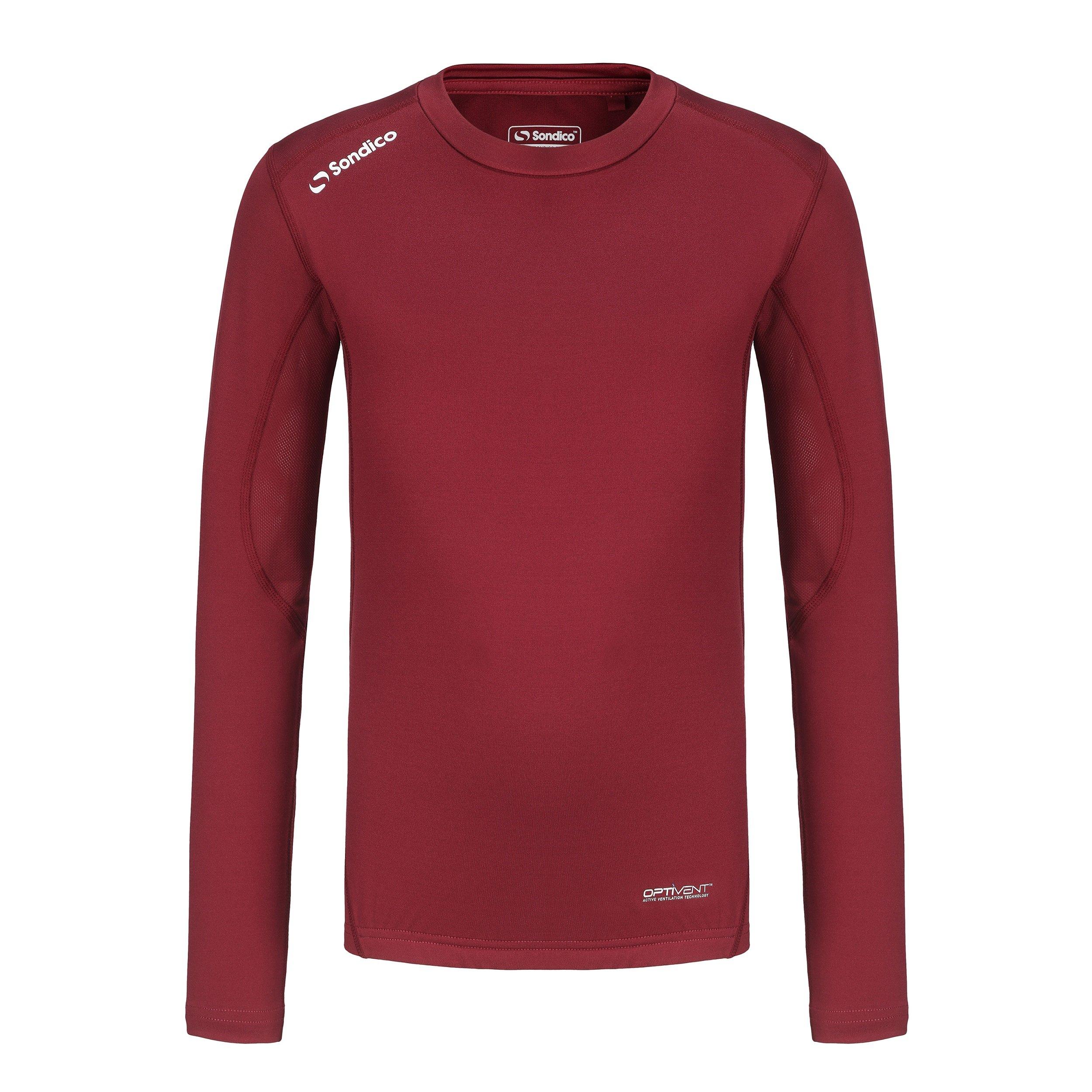 Sondico Boys Long Sleeved Core Base Layer Junior - Burgundy - 9-10 Yrs