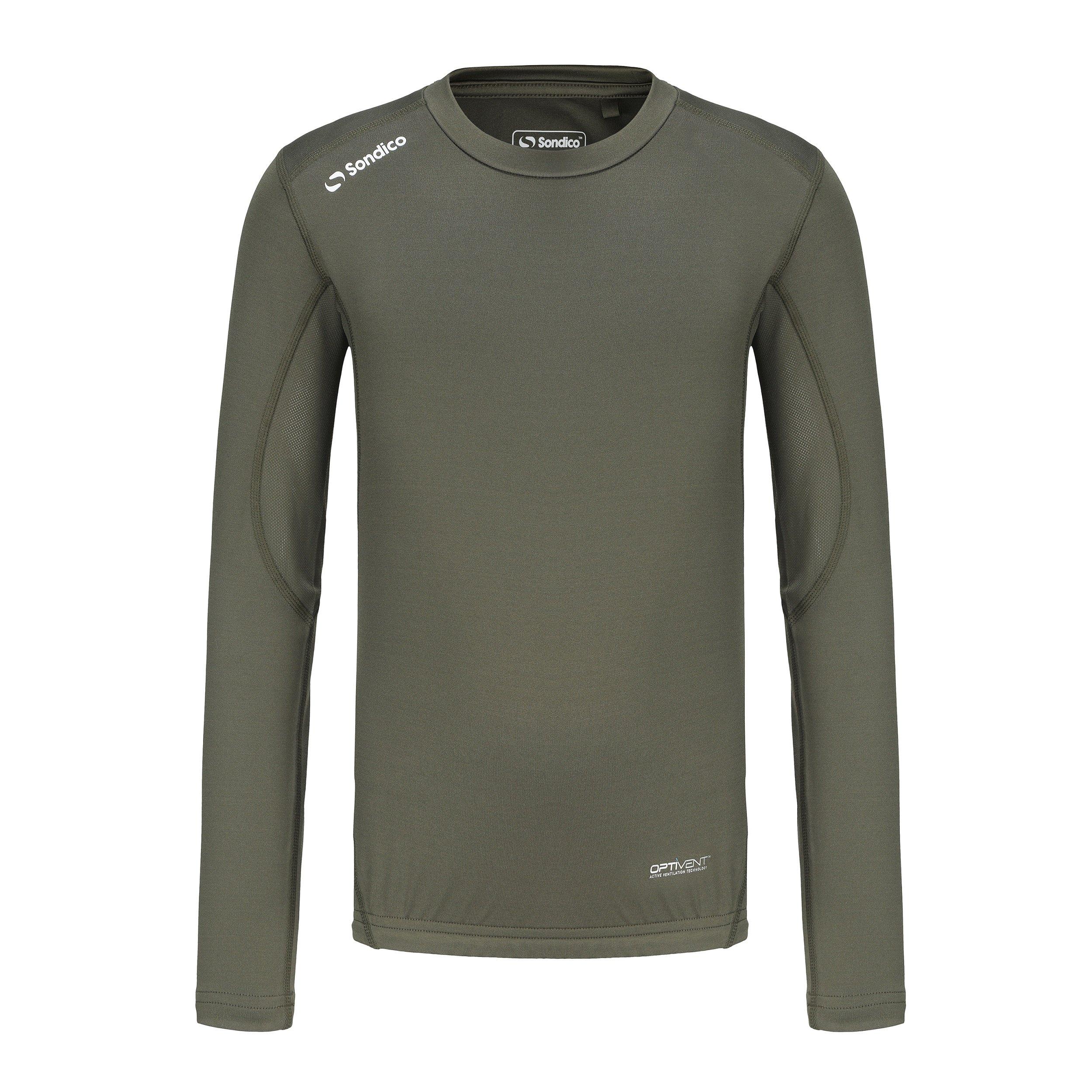 Sondico Boys Long Sleeved Core Base Layer Junior - Olive - 13 Yrs