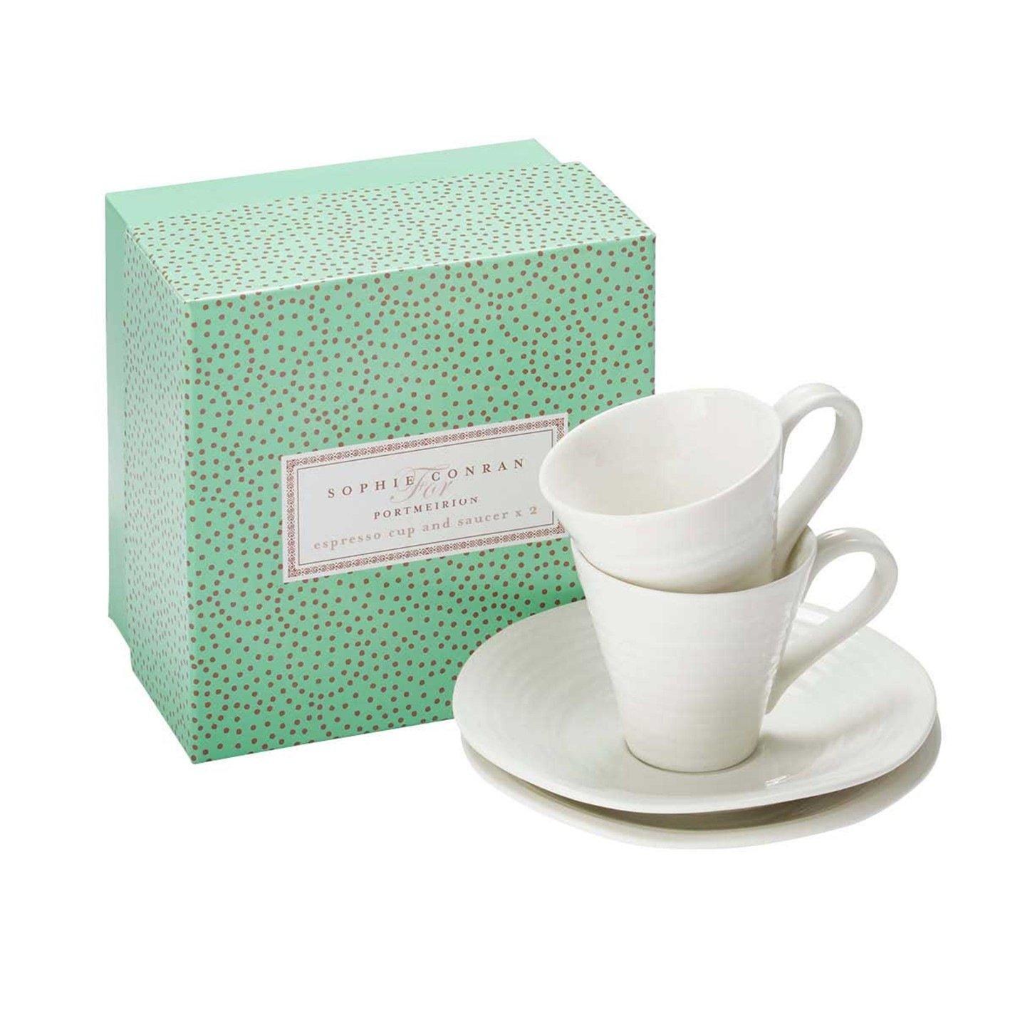 White - Portmeirion - Sophie Conran Set of 2 Espresso Cup   Saucers - 1