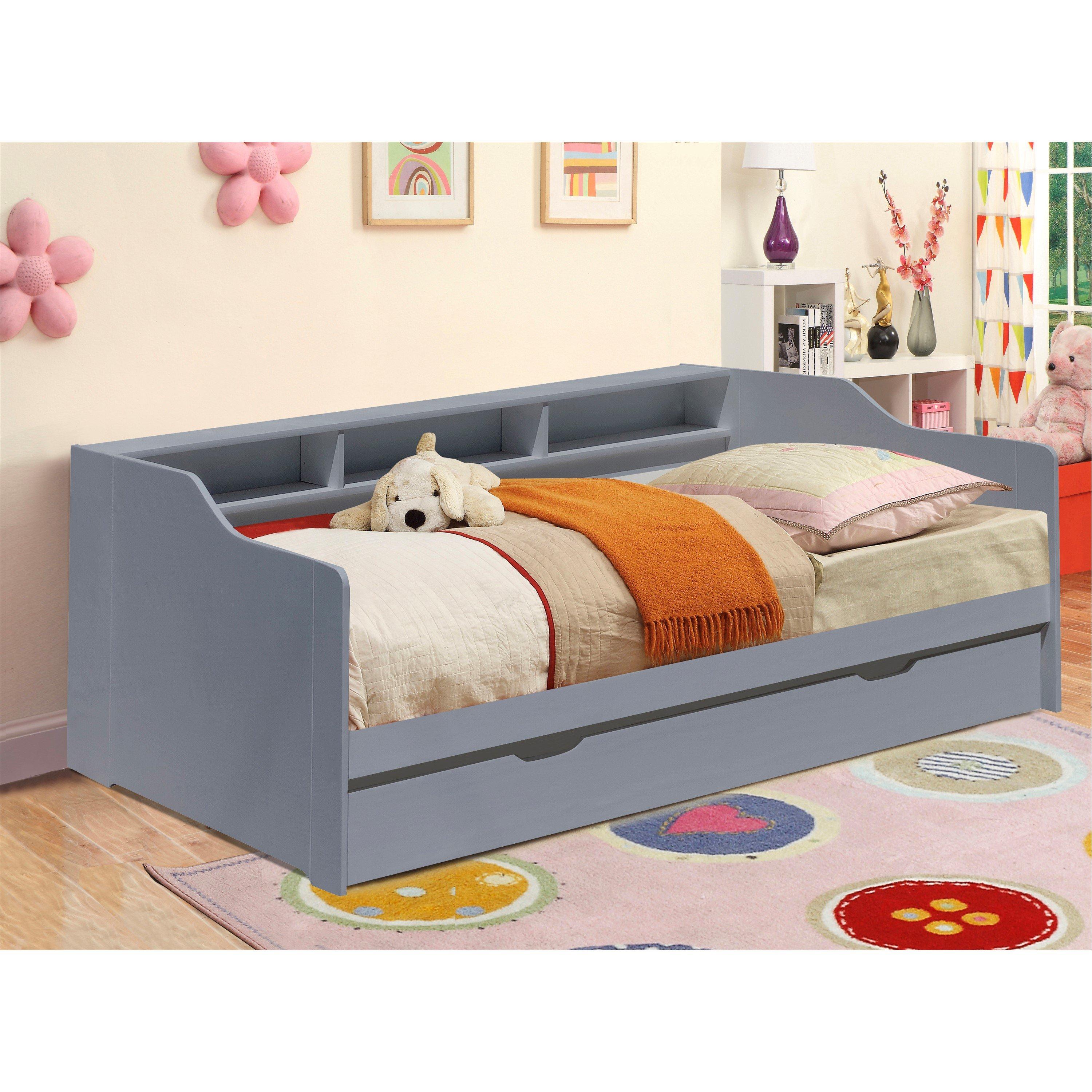 Grey - Comfy Living - Wooden Day Bed with Trundle and Mattresses - 2