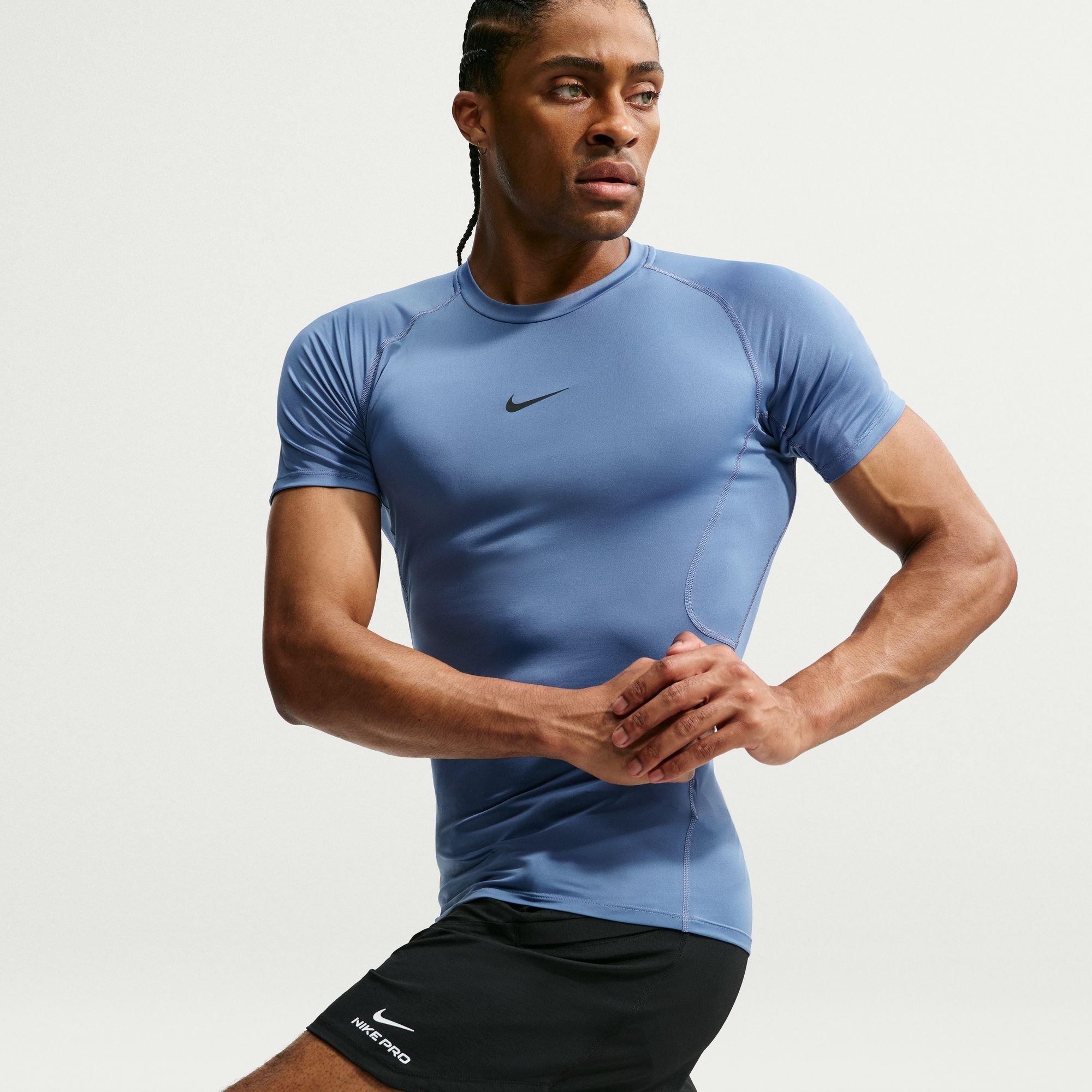 Nike Men's Pro Tight Fit Short-Sleeve Top - Indigo Storm - L