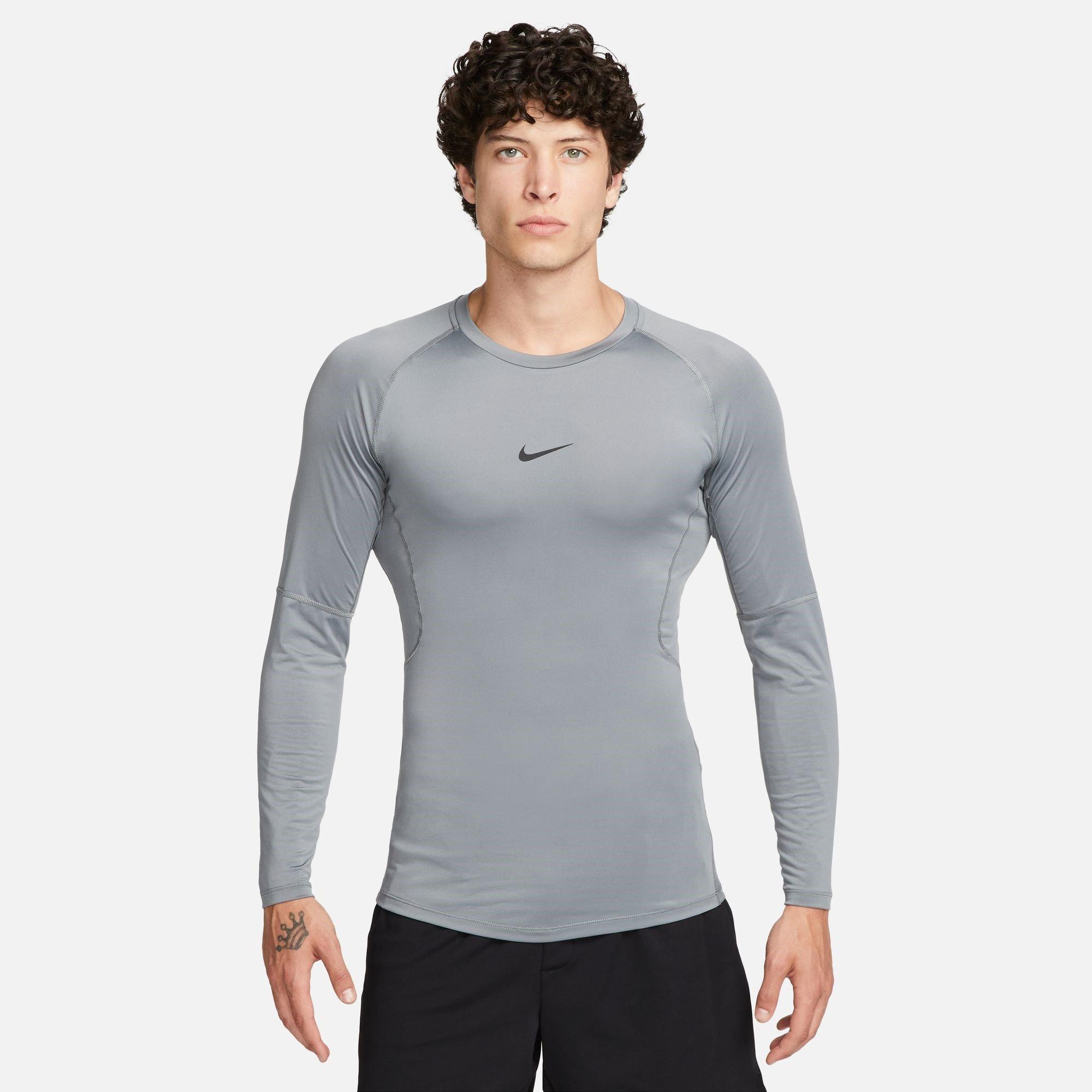 Grey - Nike - Pro Core Long Sleeve T Shirt Mens - 1