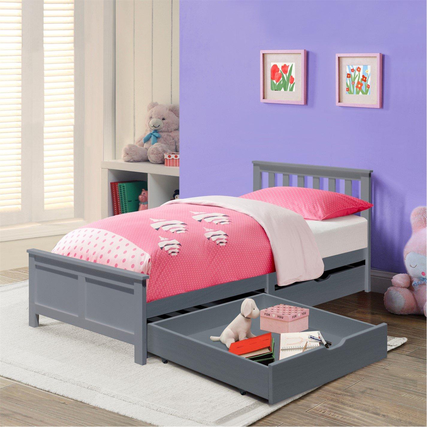 Premium Wooden Bed Frame with Drawers and Mattress