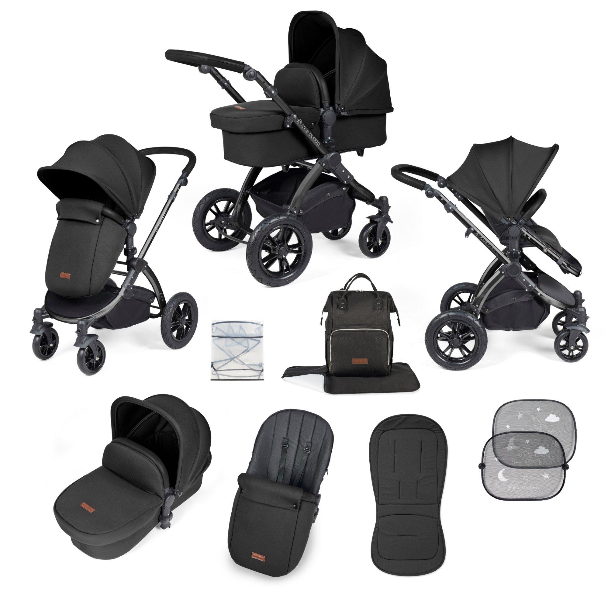 Black/Midnight/ - Ickle Bubba - Stomp Luxe 2 in 1 Pushchair & Carrycot - 1