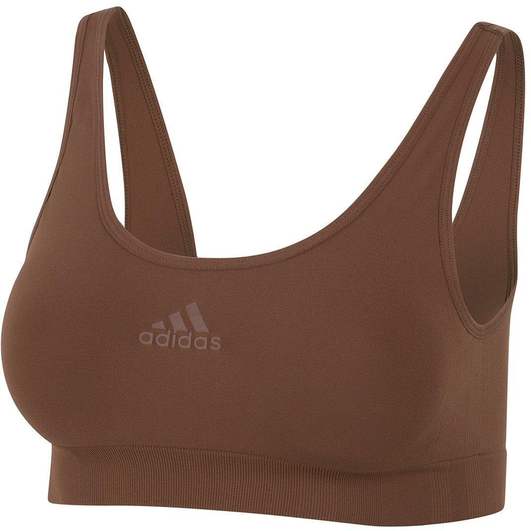 Adidas Women's Sport Active Seamless Micro Stretch Scoop Lounge Bra - Toasted Mocha - 8 (XS)