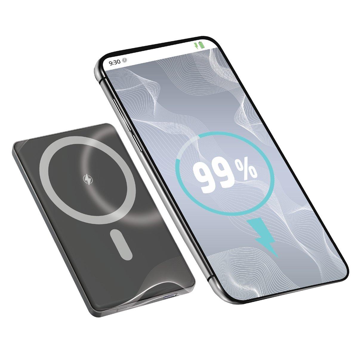 Silver - Groov-e - 5000mAh Portable Magnetic Wireless Charger - 3