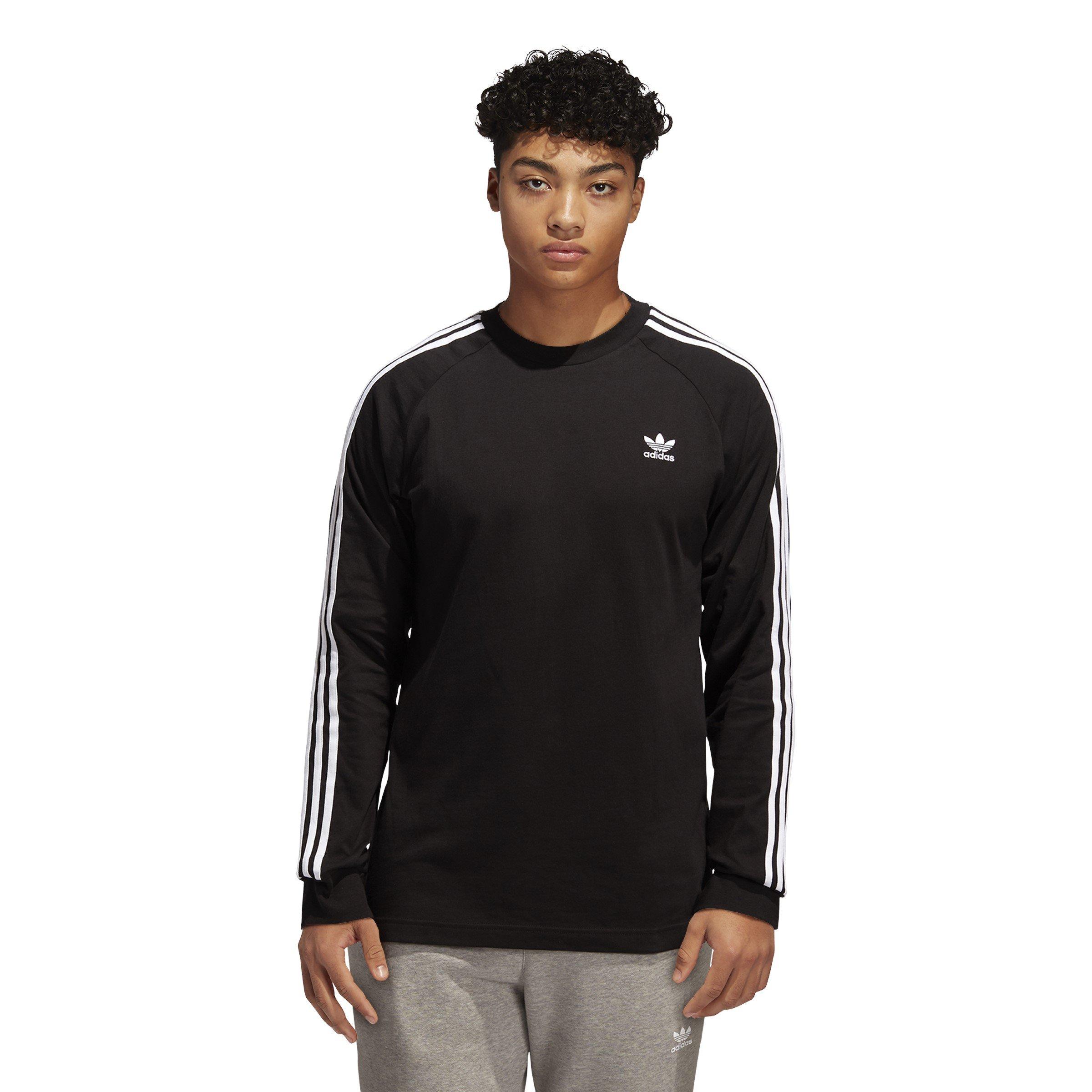 Black - adidas Originals - Men's Three Stripe Long-Sleeve T-Shirt - 2