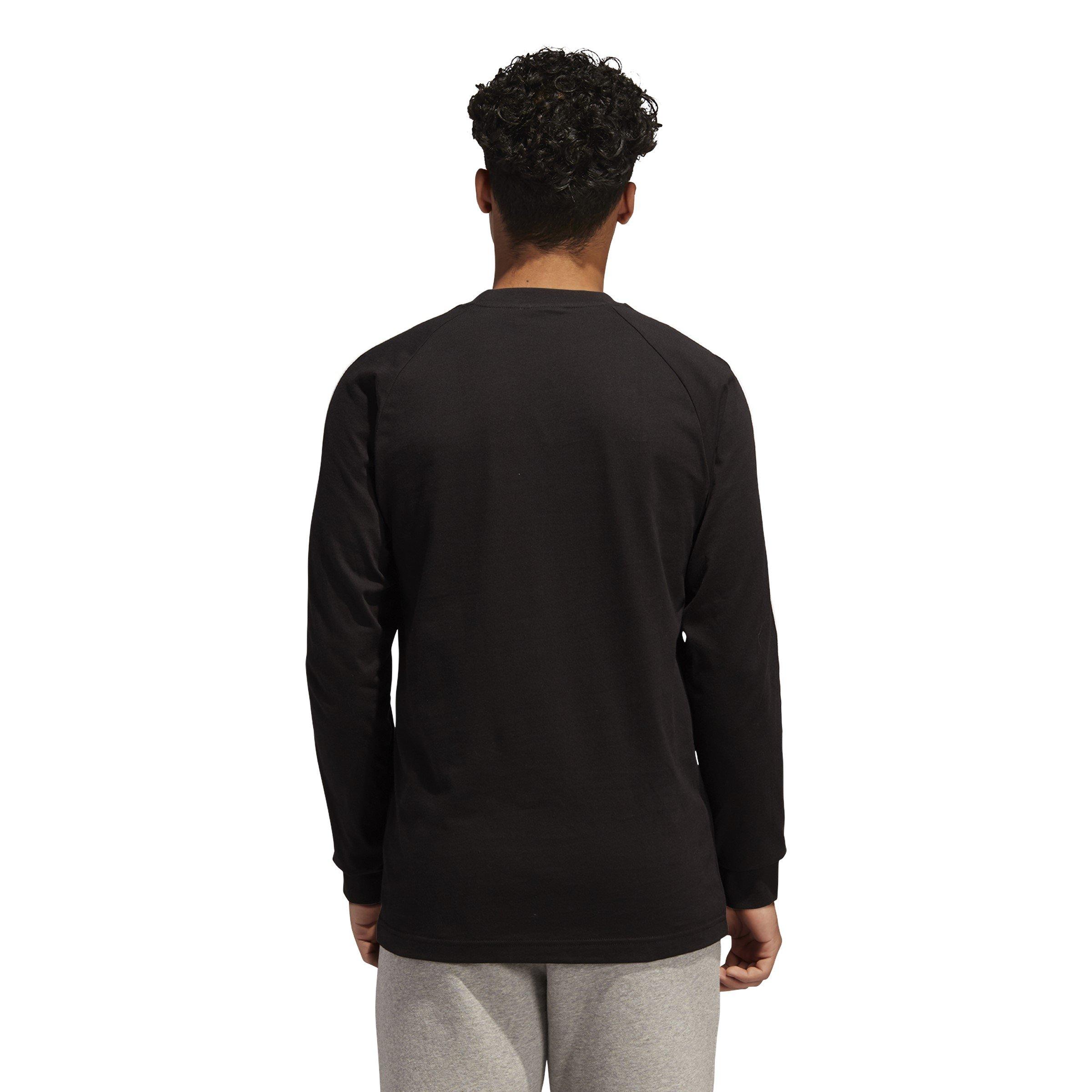 Black - adidas Originals - Men's Three Stripe Long-Sleeve T-Shirt - 3