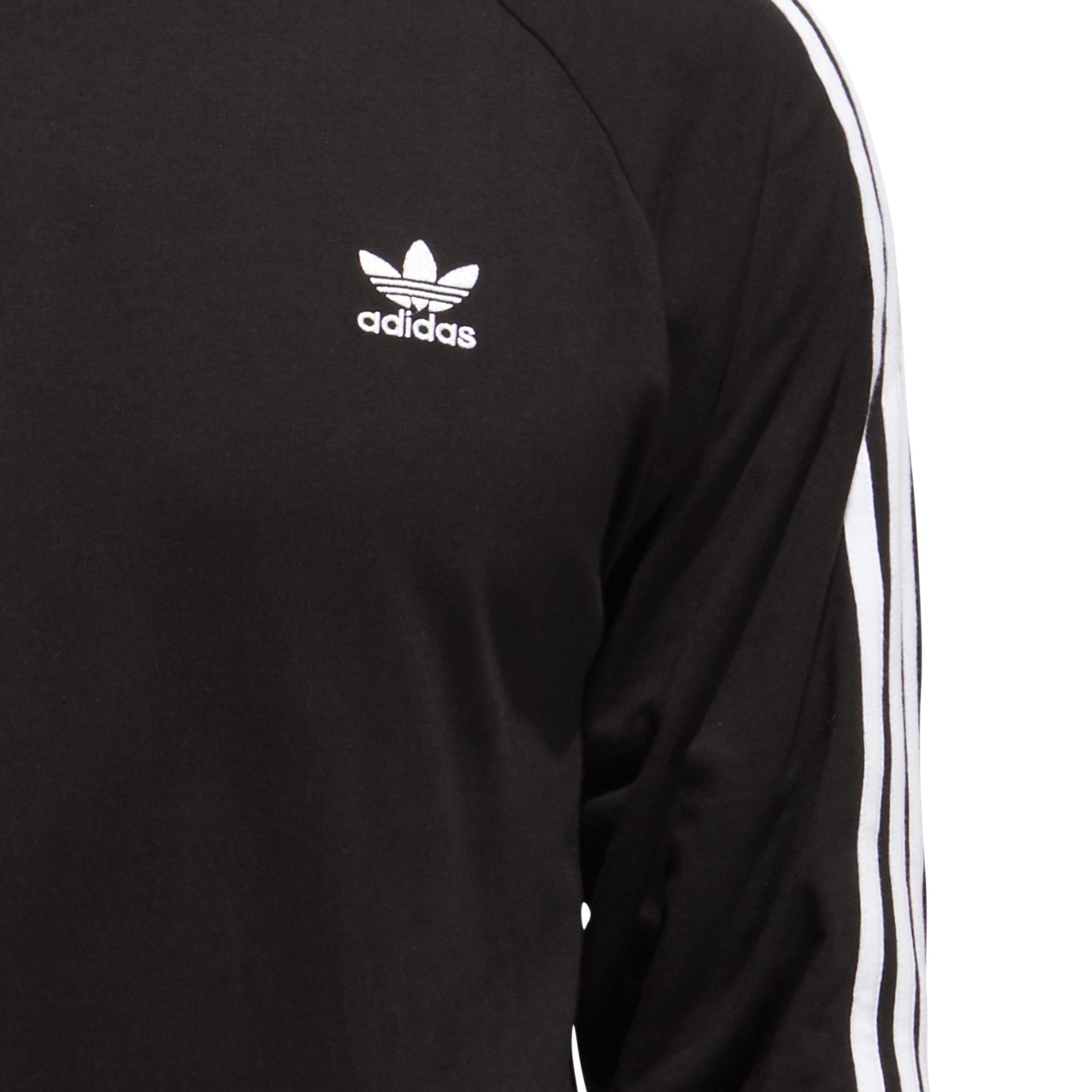 Black - adidas Originals - Men's Three Stripe Long-Sleeve T-Shirt - 5