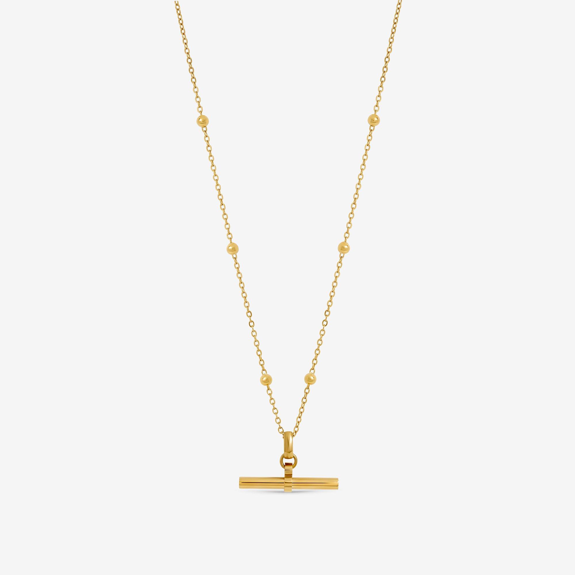 Gold - Jon Richard - Gold Plated Waterproof T-Bar Necklace