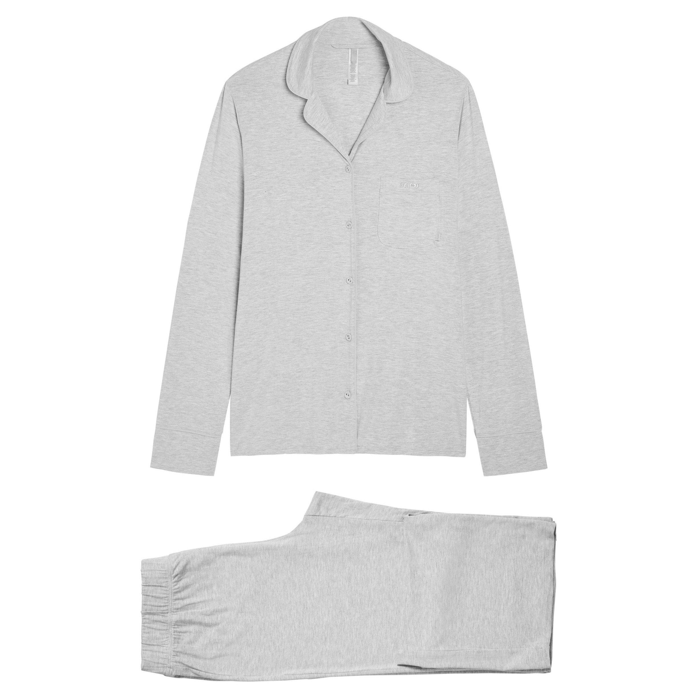 GREY - SKIMS - Women's Long-Sleeve Modal Shirt and Trousers Pyjama Set - 1