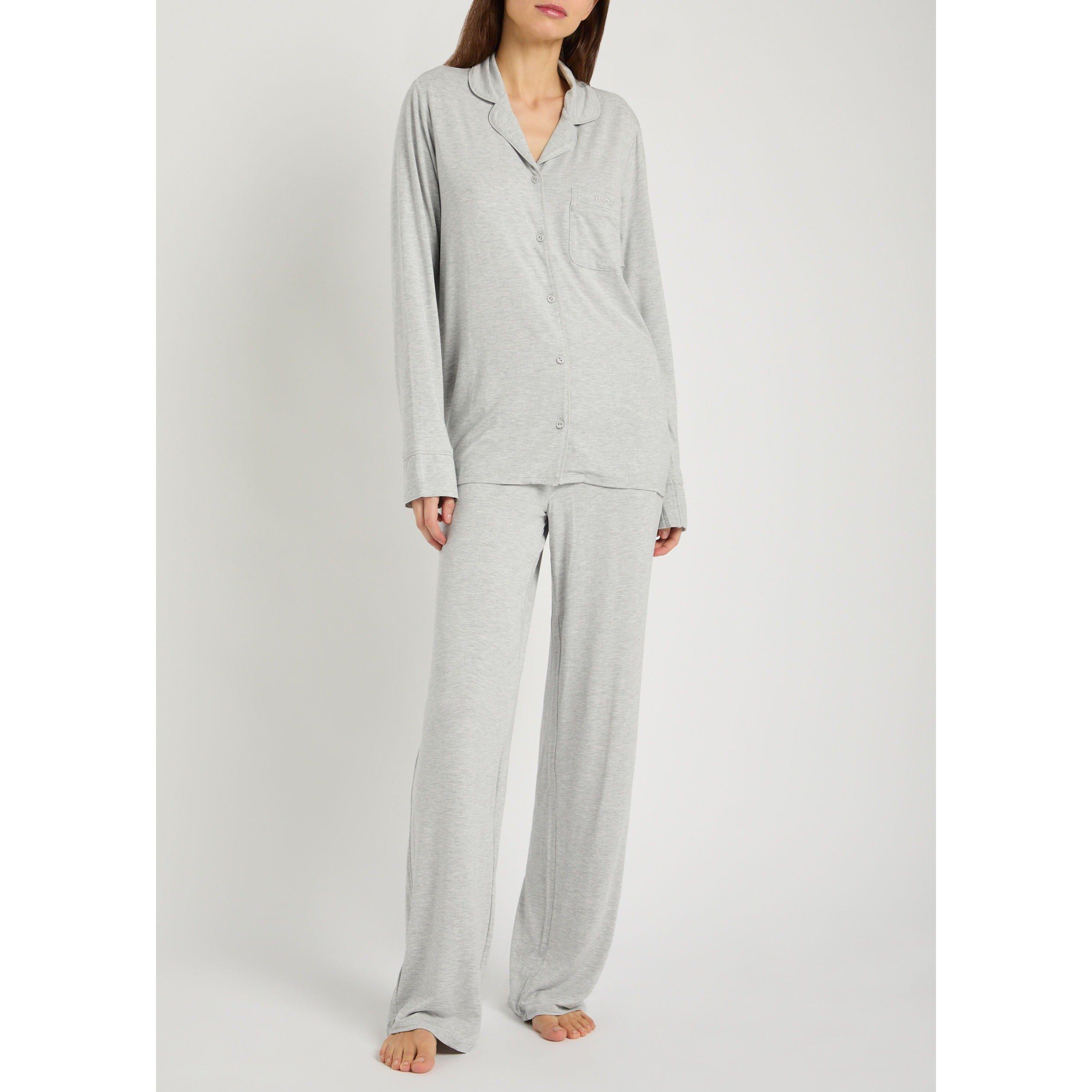 GREY - SKIMS - Women's Long-Sleeve Modal Shirt and Trousers Pyjama Set - 5