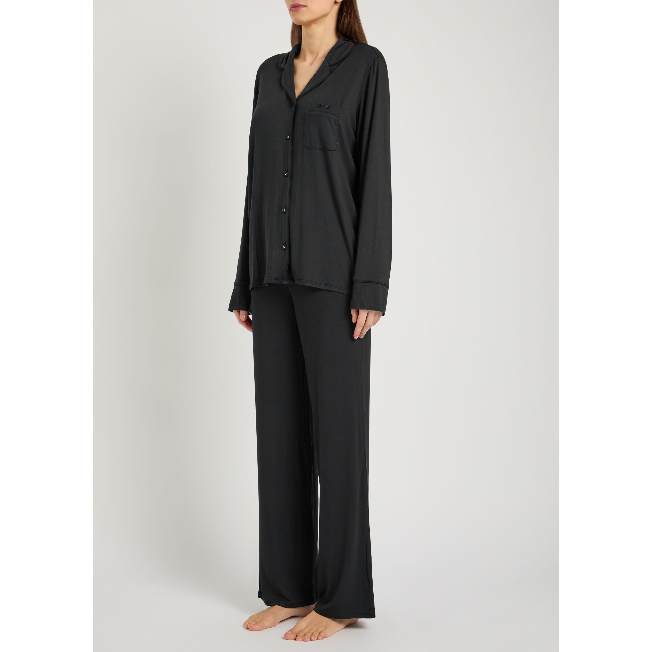 BLACK - SKIMS - Women's Long-Sleeve Modal Shirt and Trousers Pyjama Set - 2