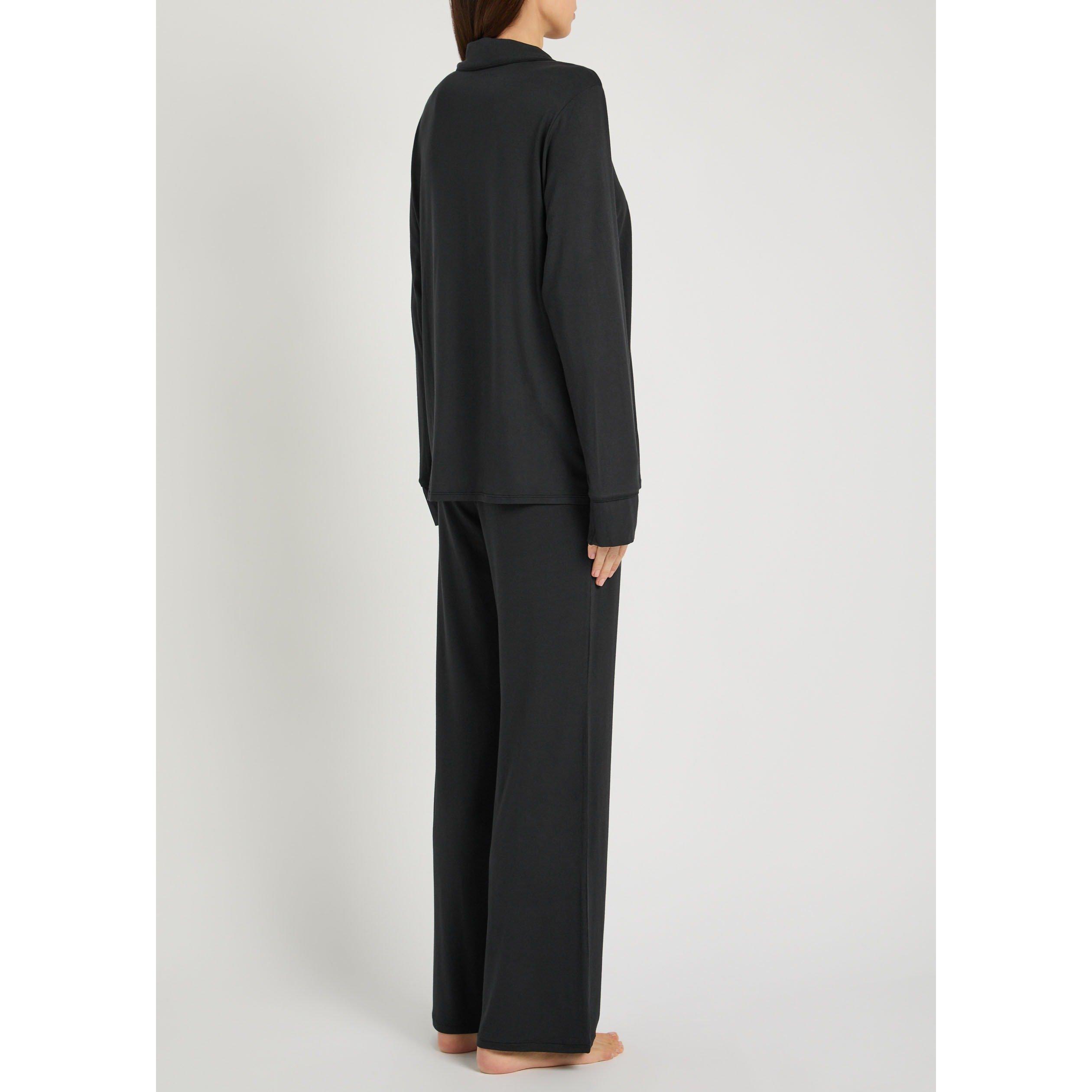 BLACK - SKIMS - Women's Long-Sleeve Modal Shirt and Trousers Pyjama Set - 3