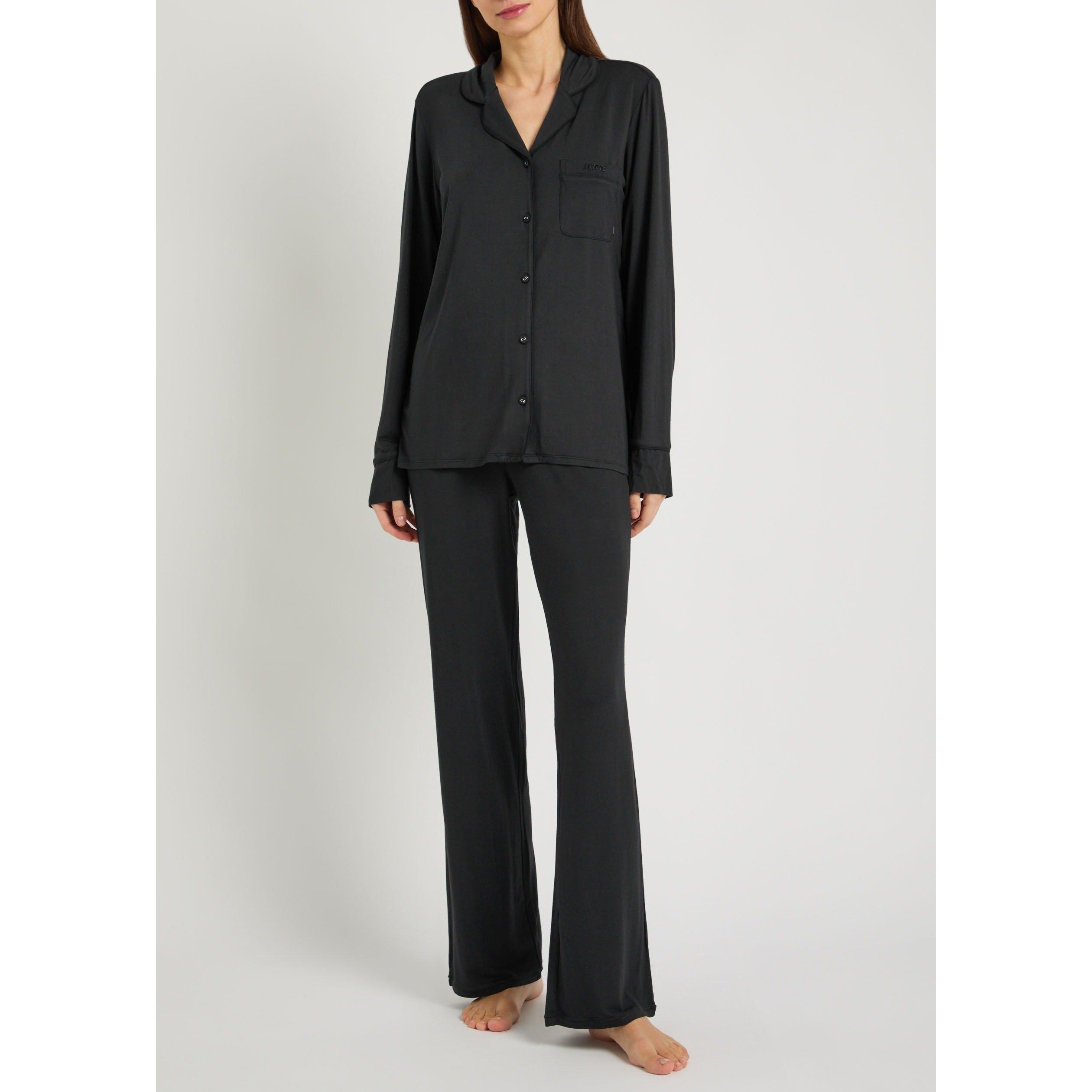 BLACK - SKIMS - Women's Long-Sleeve Modal Shirt and Trousers Pyjama Set - 5