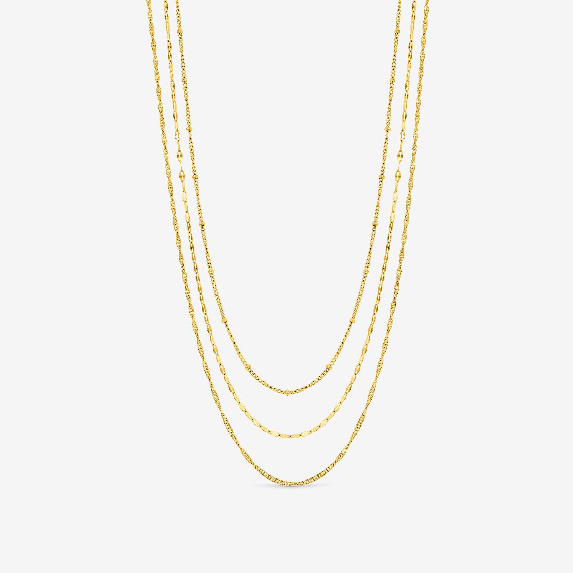 Gold - Jon Richard - Gold Plated Waterproof Multirow Necklace - 3 Pack