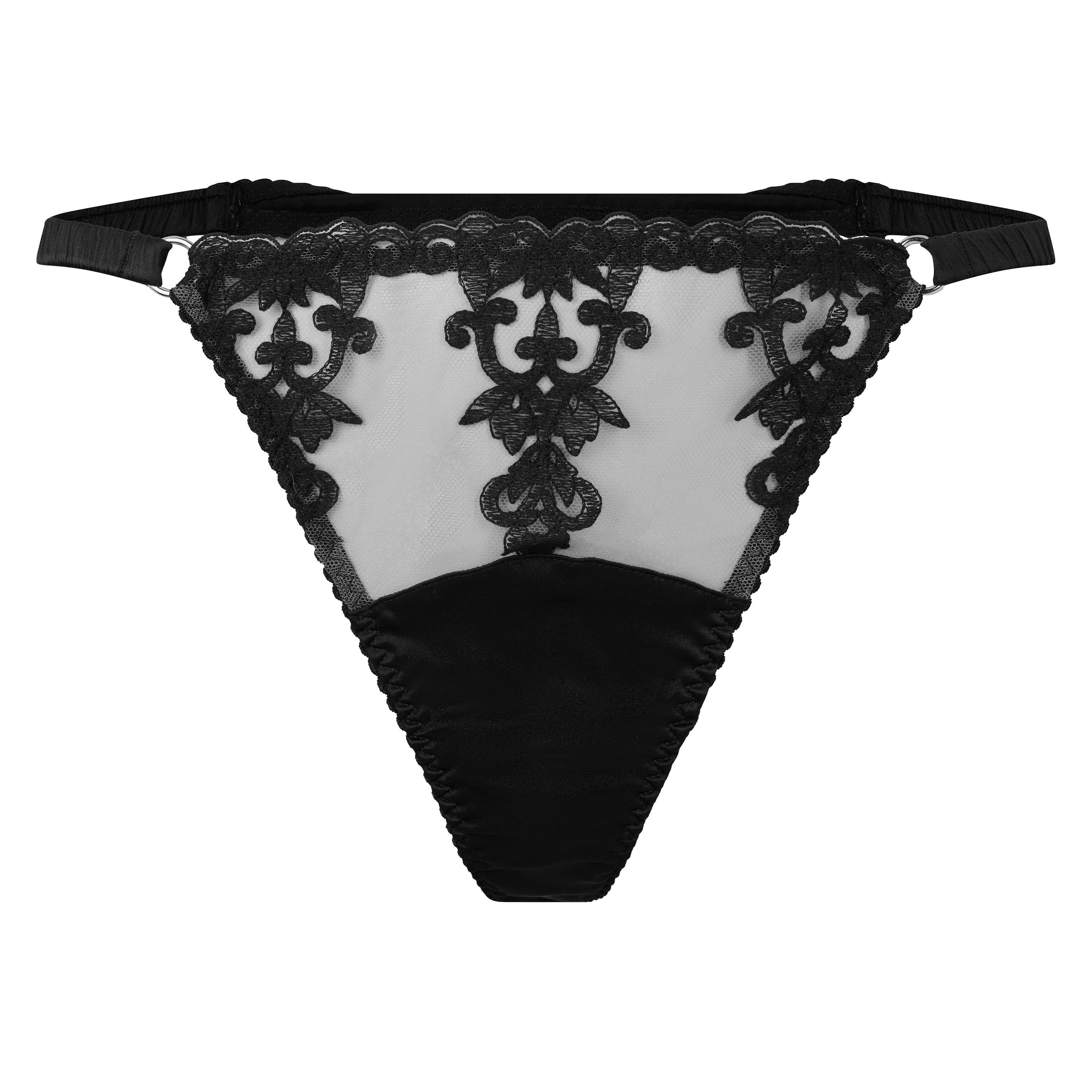 BLACK - Fleur of England - Women's Onyx Silk Thong - 1