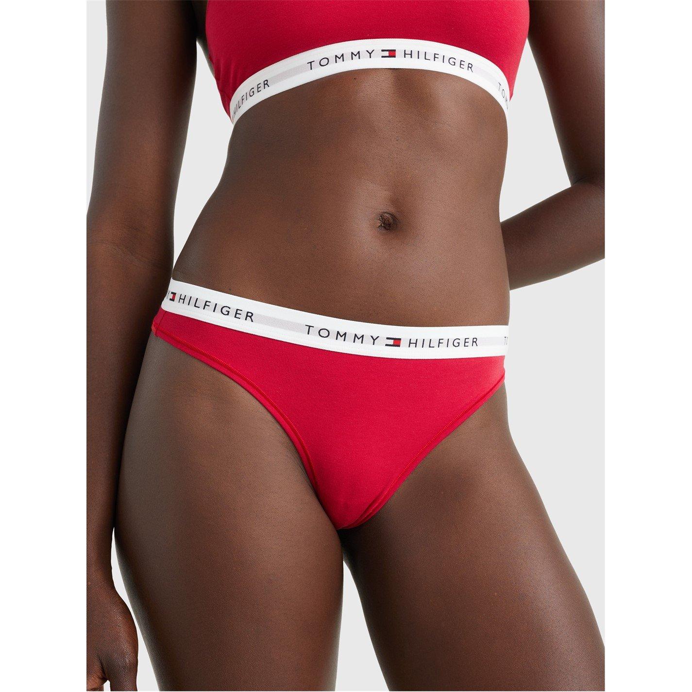 Tommy Hilfiger Women's Icon Thong Print - Primary Red - 14 (L)